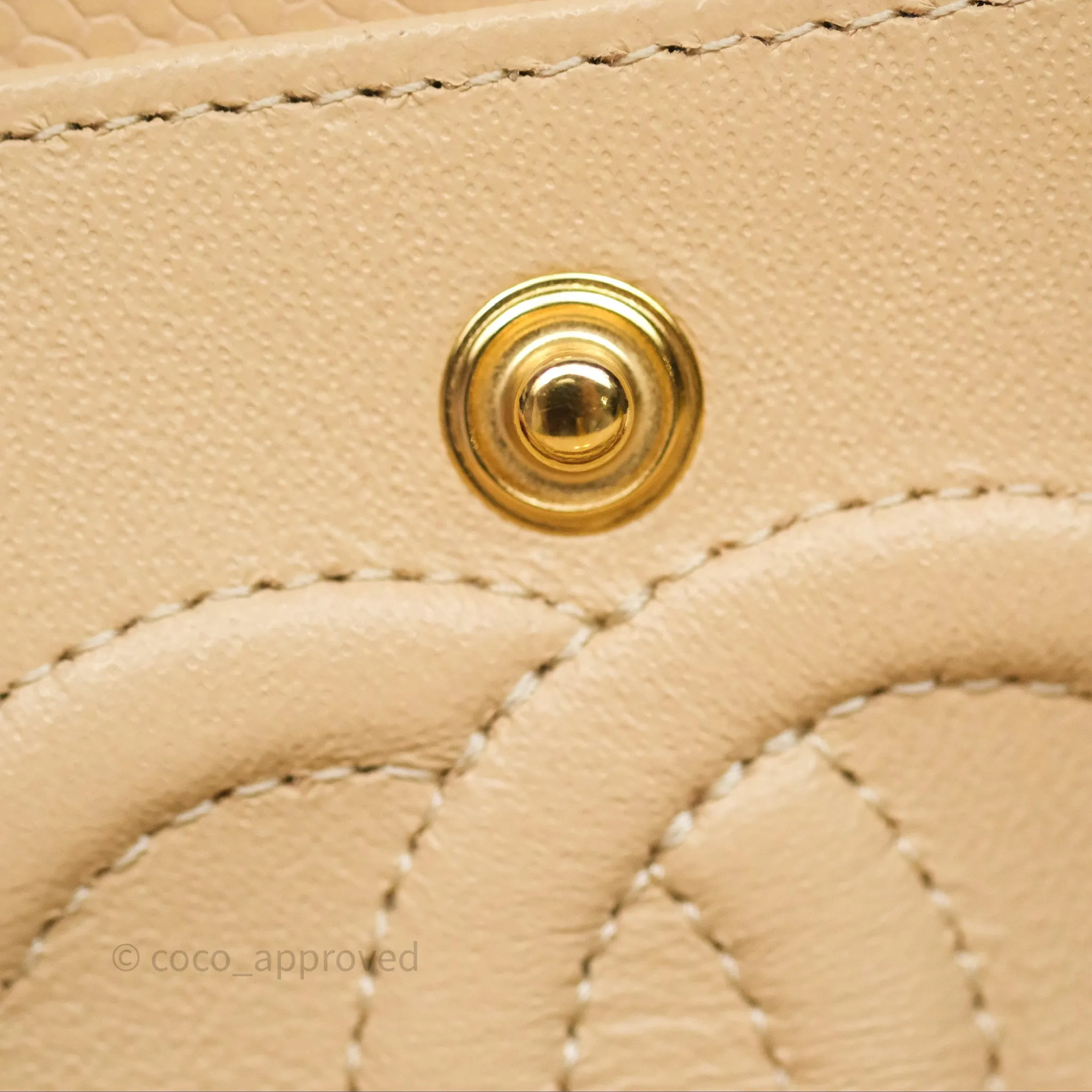 Chanel Small Quilted Classic Flap Beige Caviar Gold Hardware