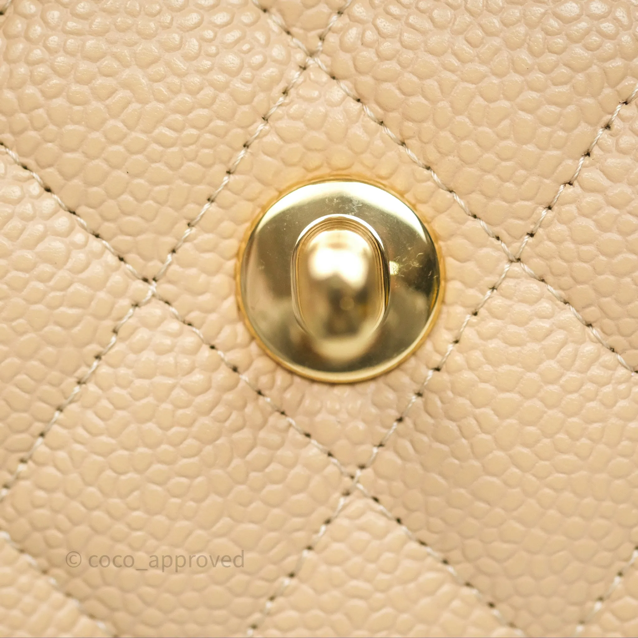 Chanel Small Quilted Classic Flap Beige Caviar Gold Hardware