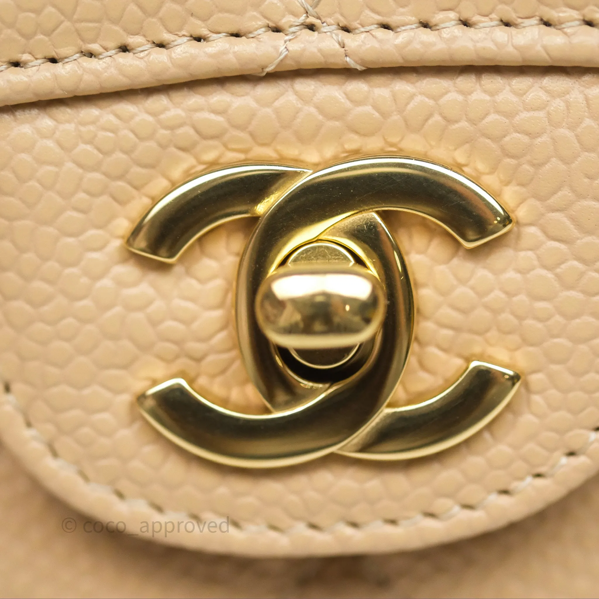 Chanel Small Quilted Classic Flap Beige Caviar Gold Hardware