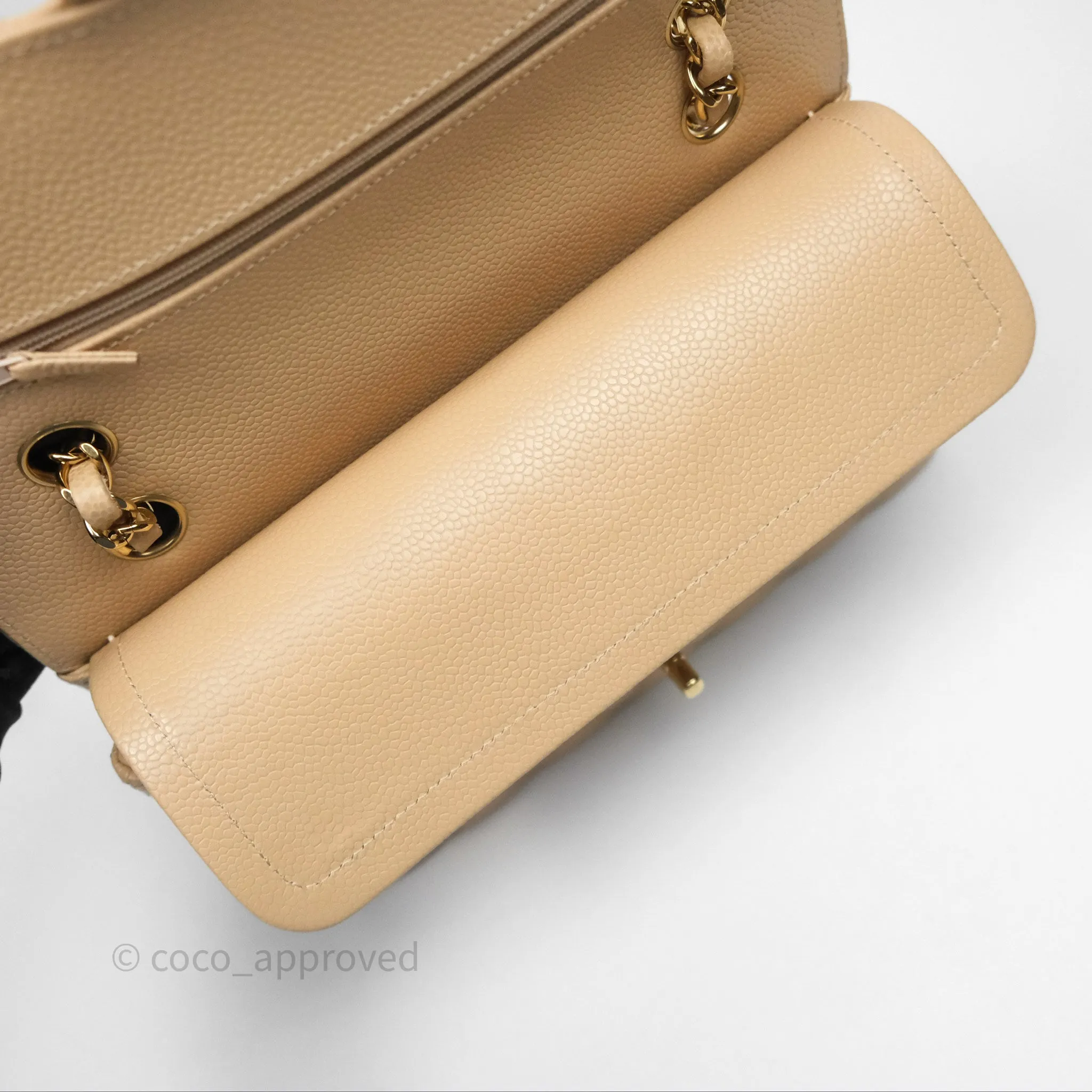 Chanel Small Quilted Classic Flap Beige Caviar Gold Hardware