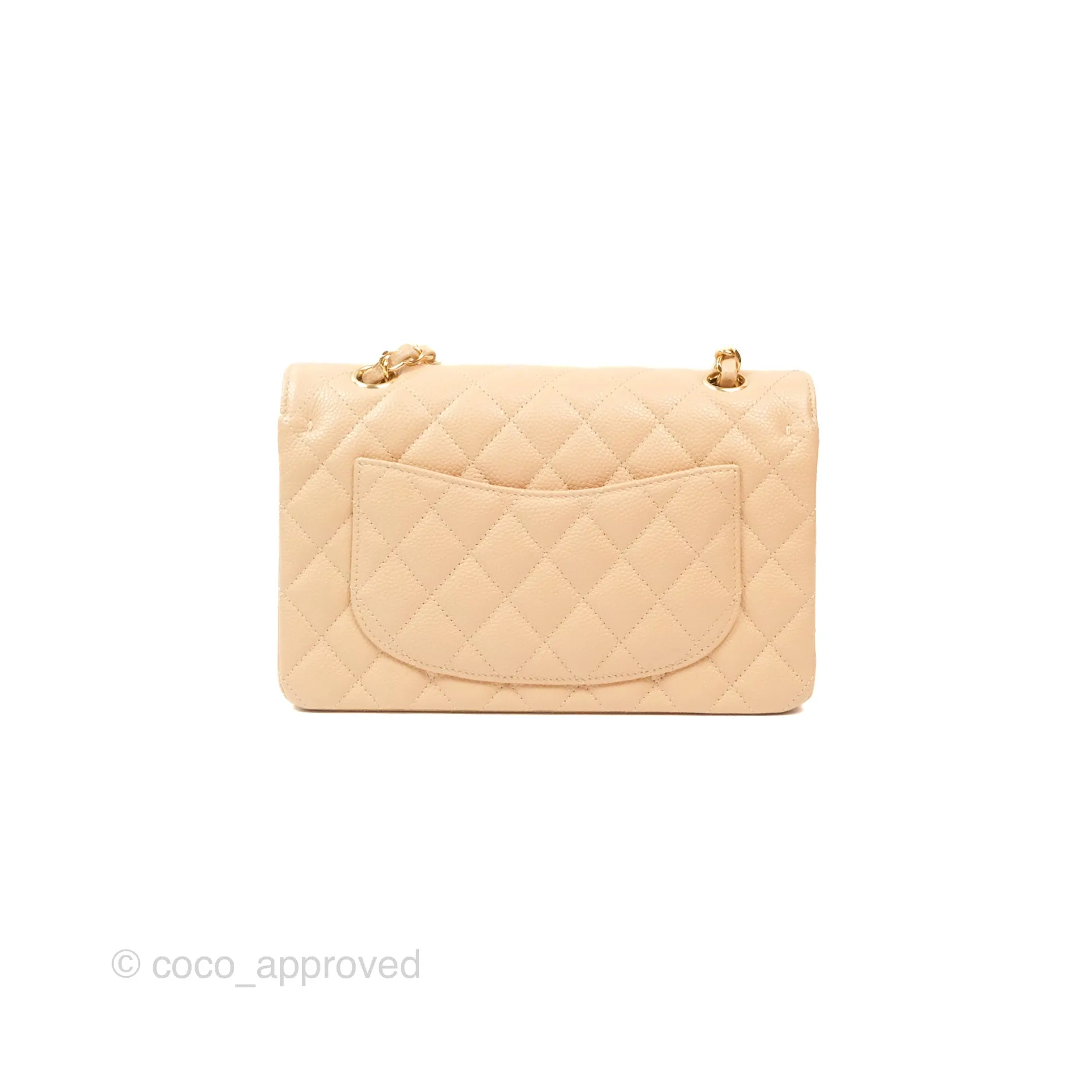Chanel Small Quilted Classic Flap Beige Caviar Gold Hardware