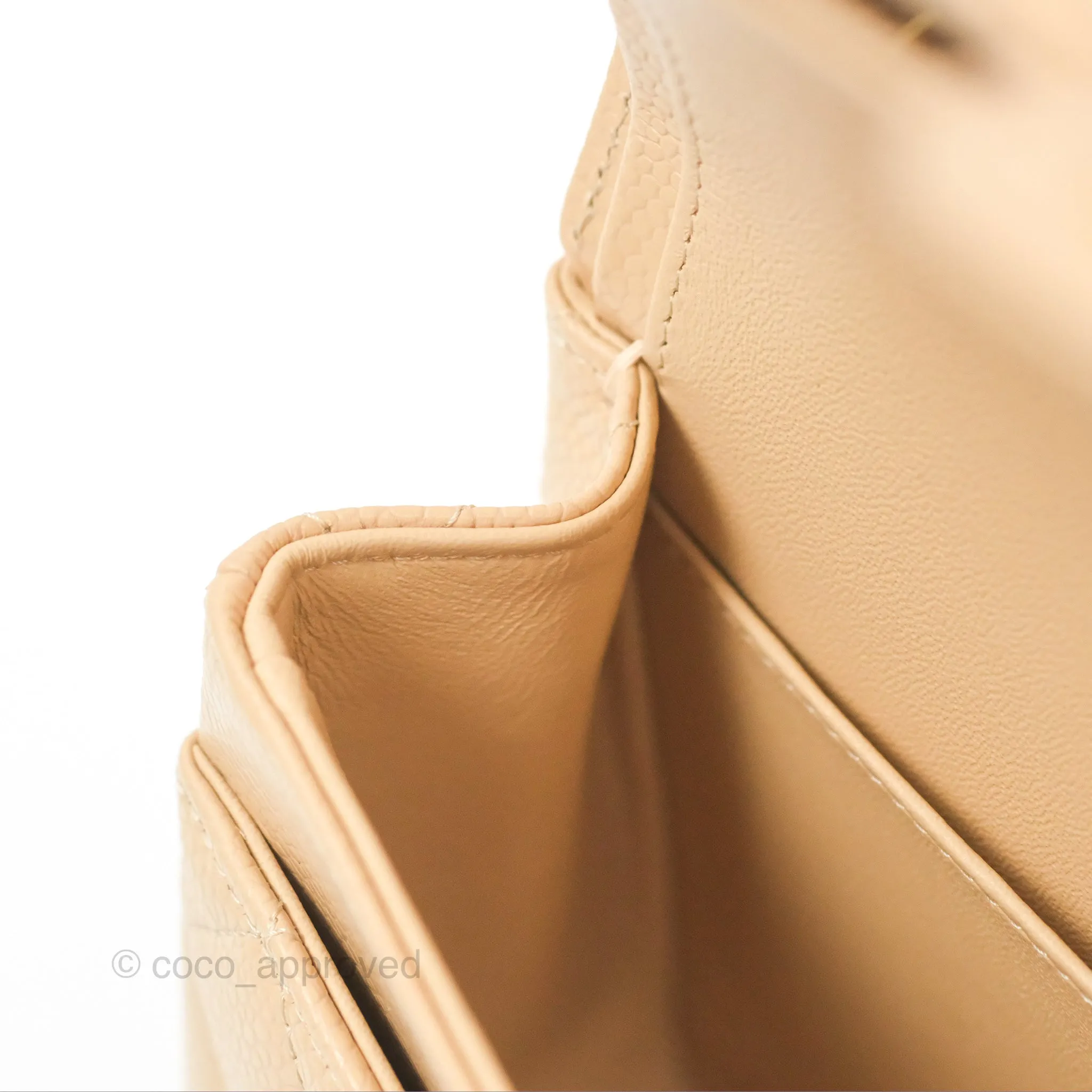 Chanel Small Quilted Classic Flap Beige Caviar Gold Hardware