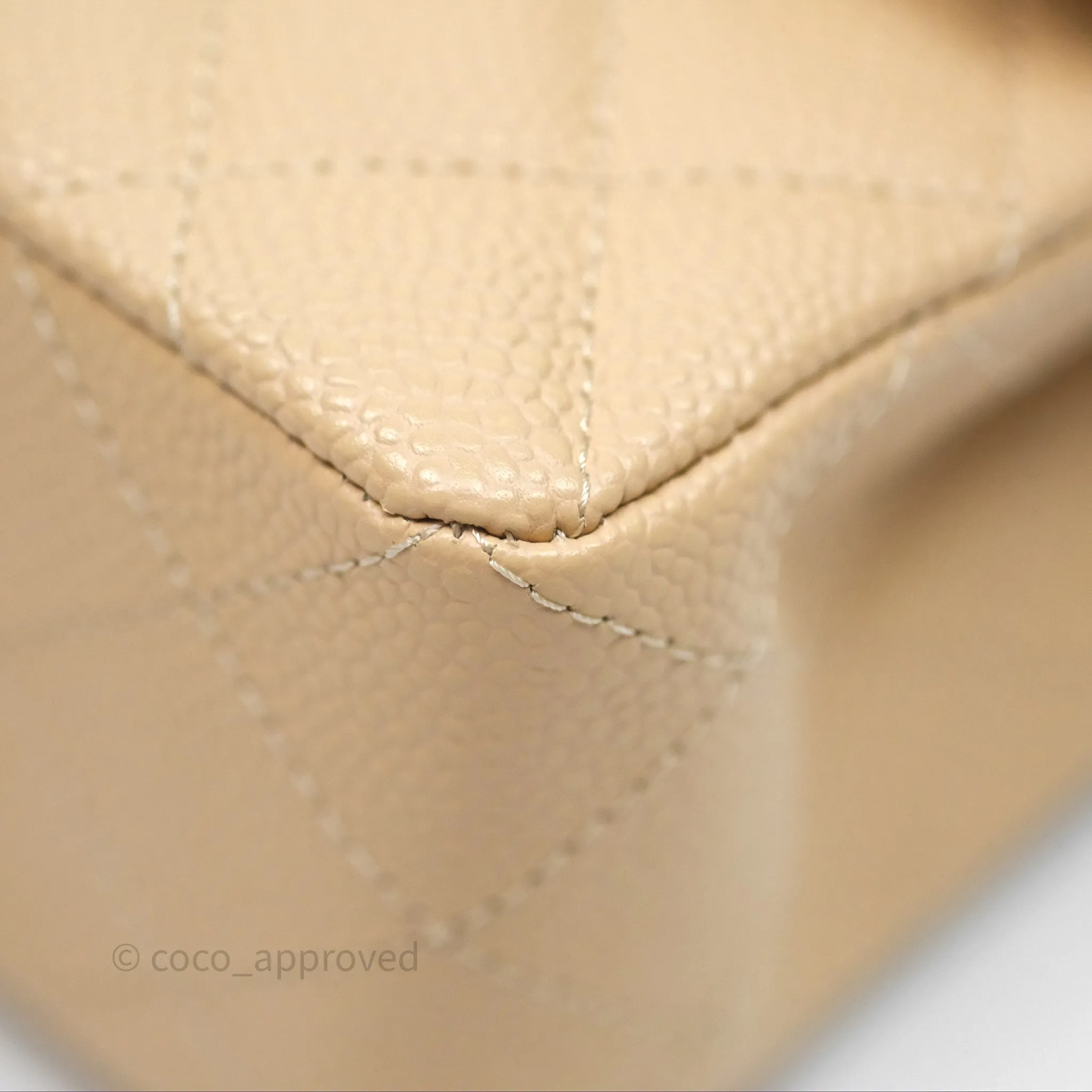 Chanel Small Quilted Classic Flap Beige Caviar Gold Hardware