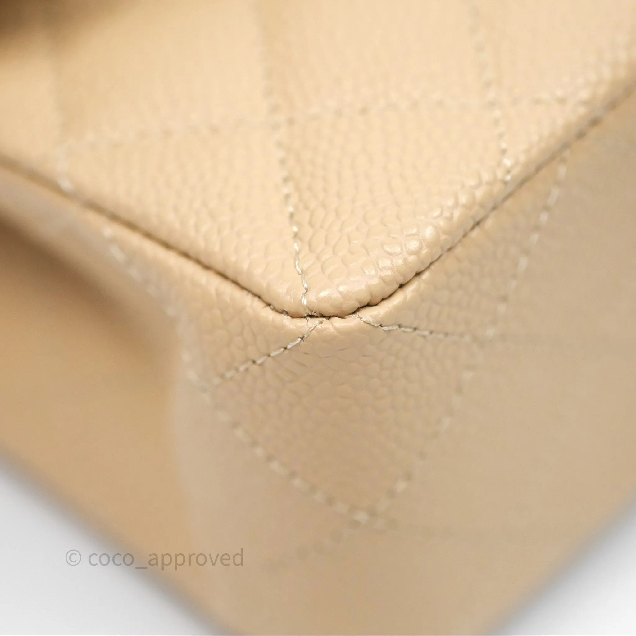Chanel Small Quilted Classic Flap Beige Caviar Gold Hardware