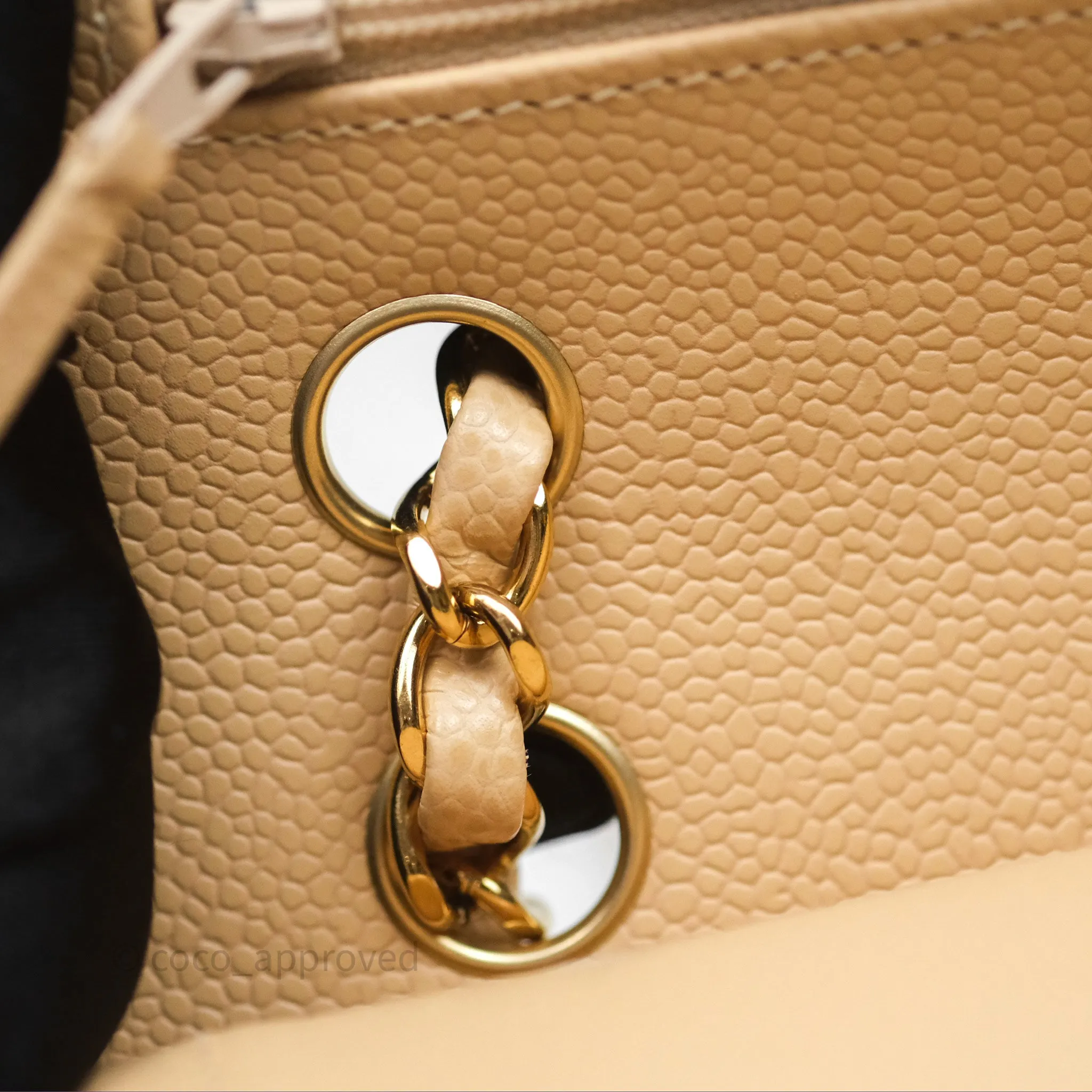 Chanel Small Quilted Classic Flap Beige Caviar Gold Hardware