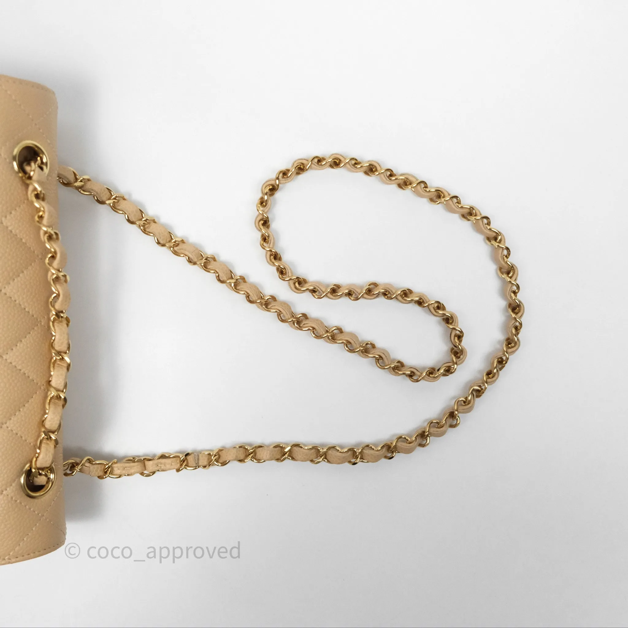 Chanel Small Quilted Classic Flap Beige Caviar Gold Hardware