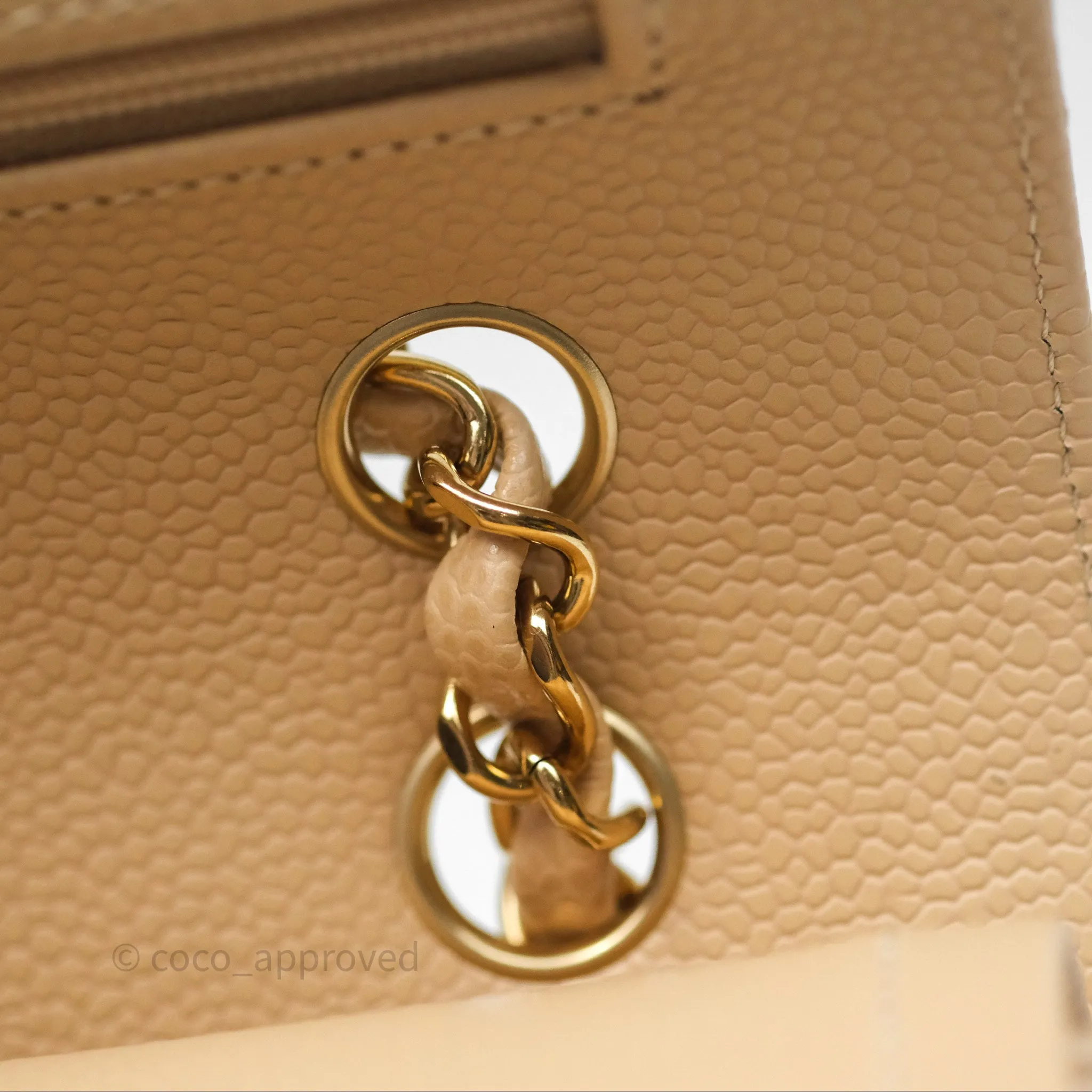 Chanel Small Quilted Classic Flap Beige Caviar Gold Hardware