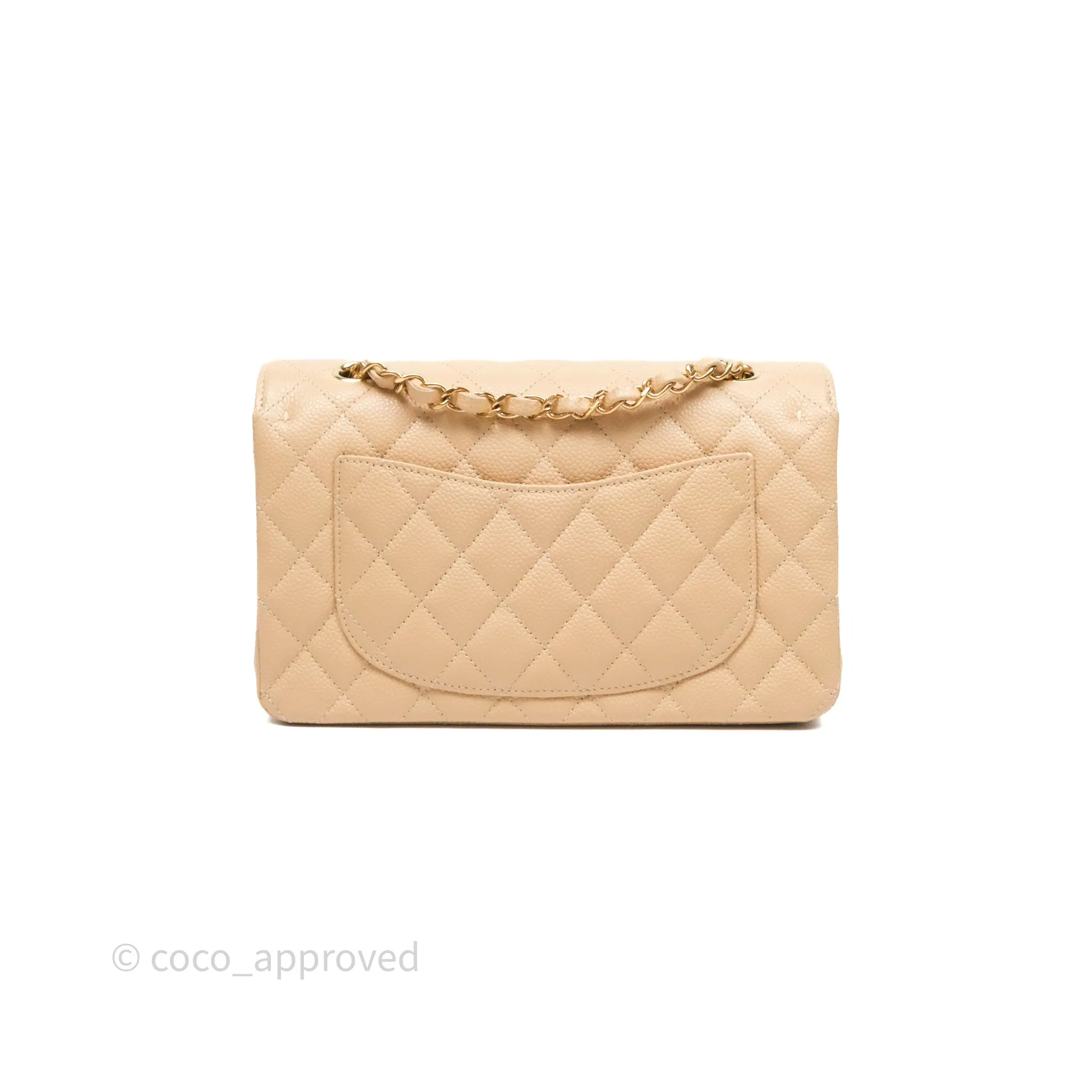 Chanel Small Quilted Classic Flap Beige Caviar Gold Hardware
