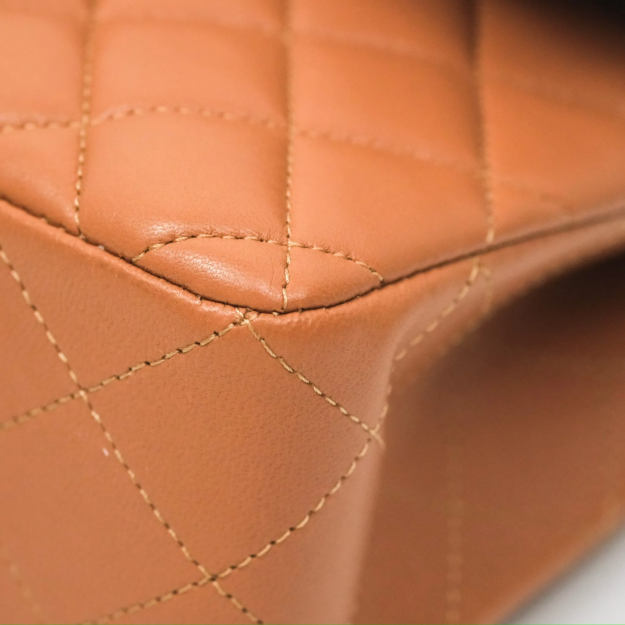 Chanel Small Quilted Classic Flap Dark Caramel Beige Lambskin Gold Hardware