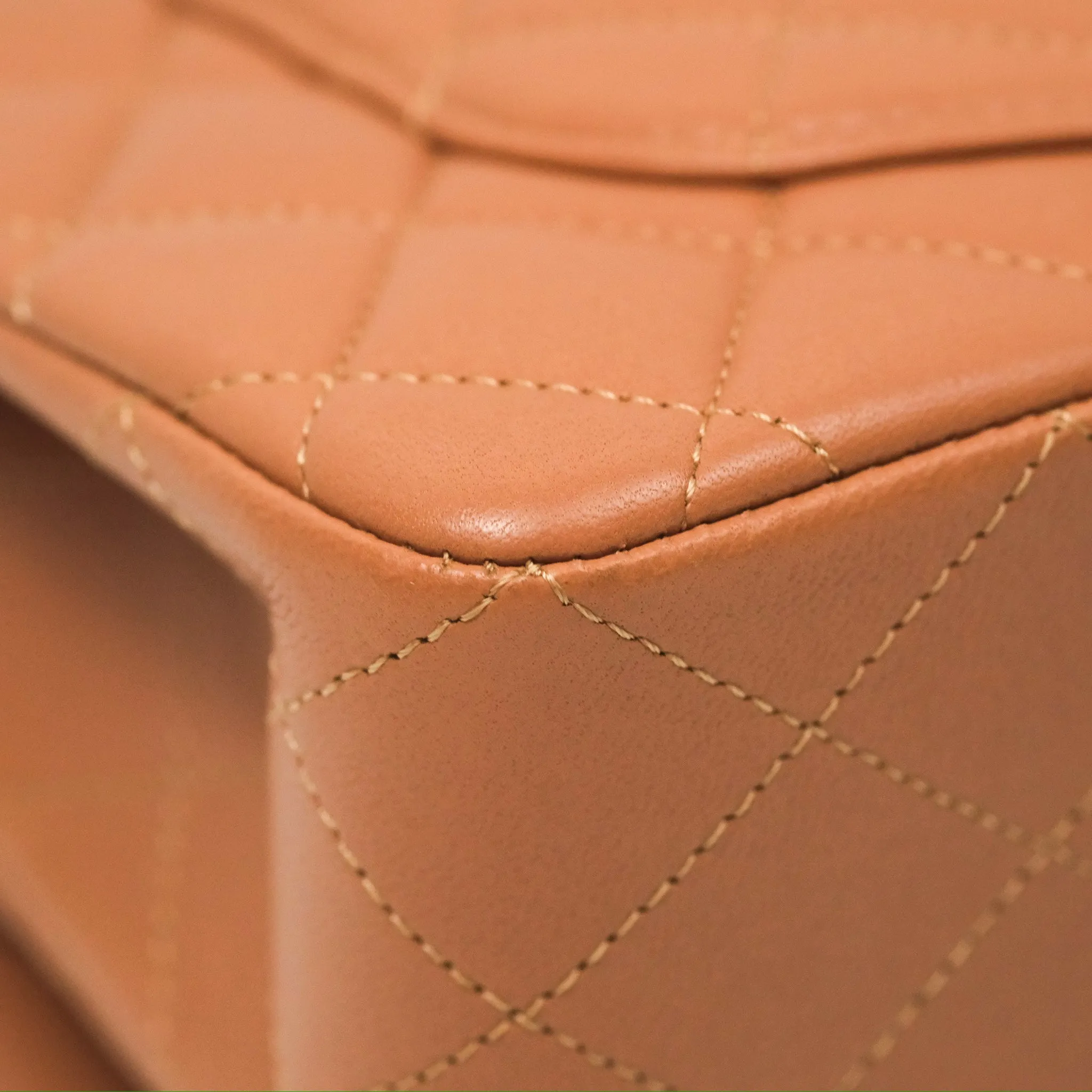 Chanel Small Quilted Classic Flap Dark Caramel Beige Lambskin Gold Hardware