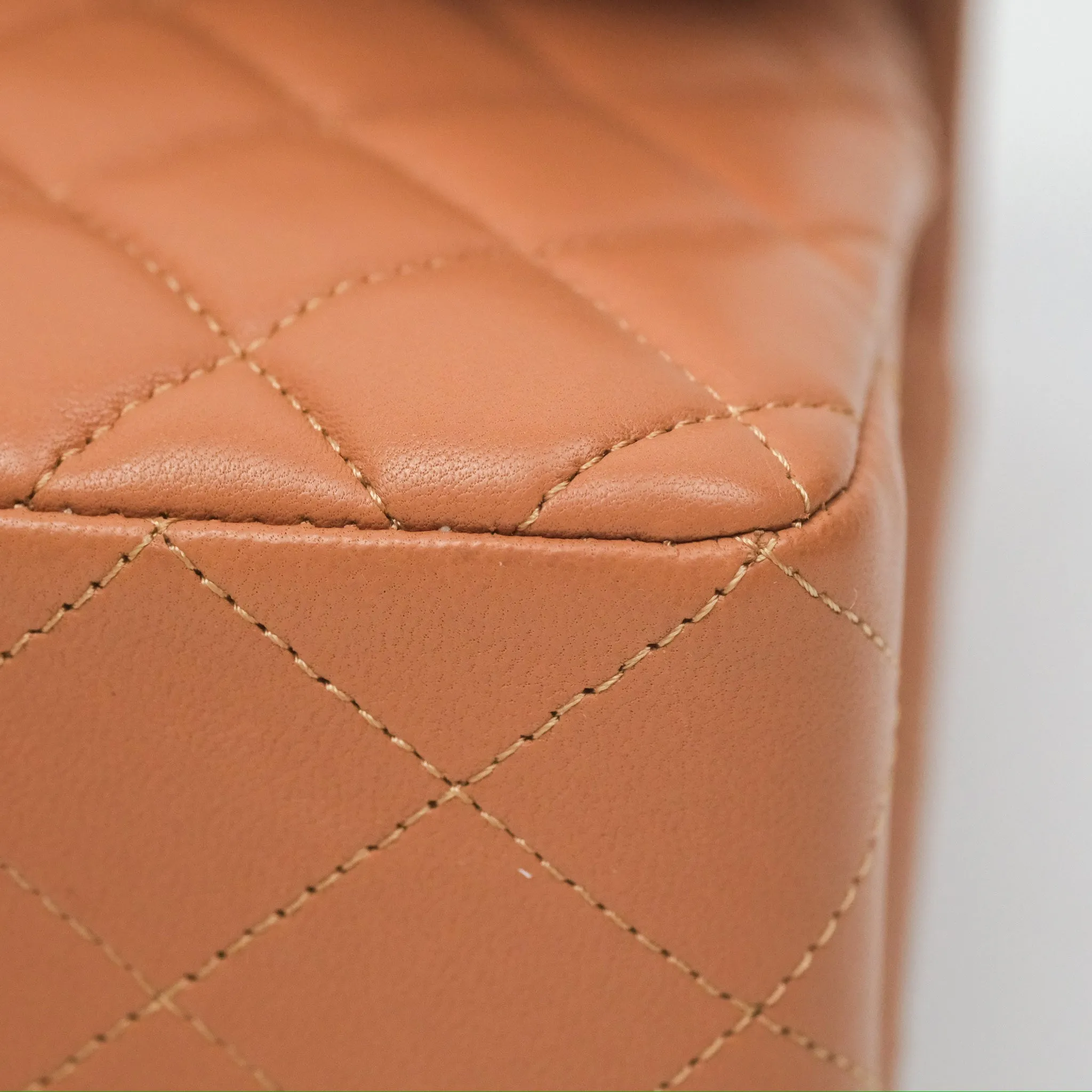 Chanel Small Quilted Classic Flap Dark Caramel Beige Lambskin Gold Hardware