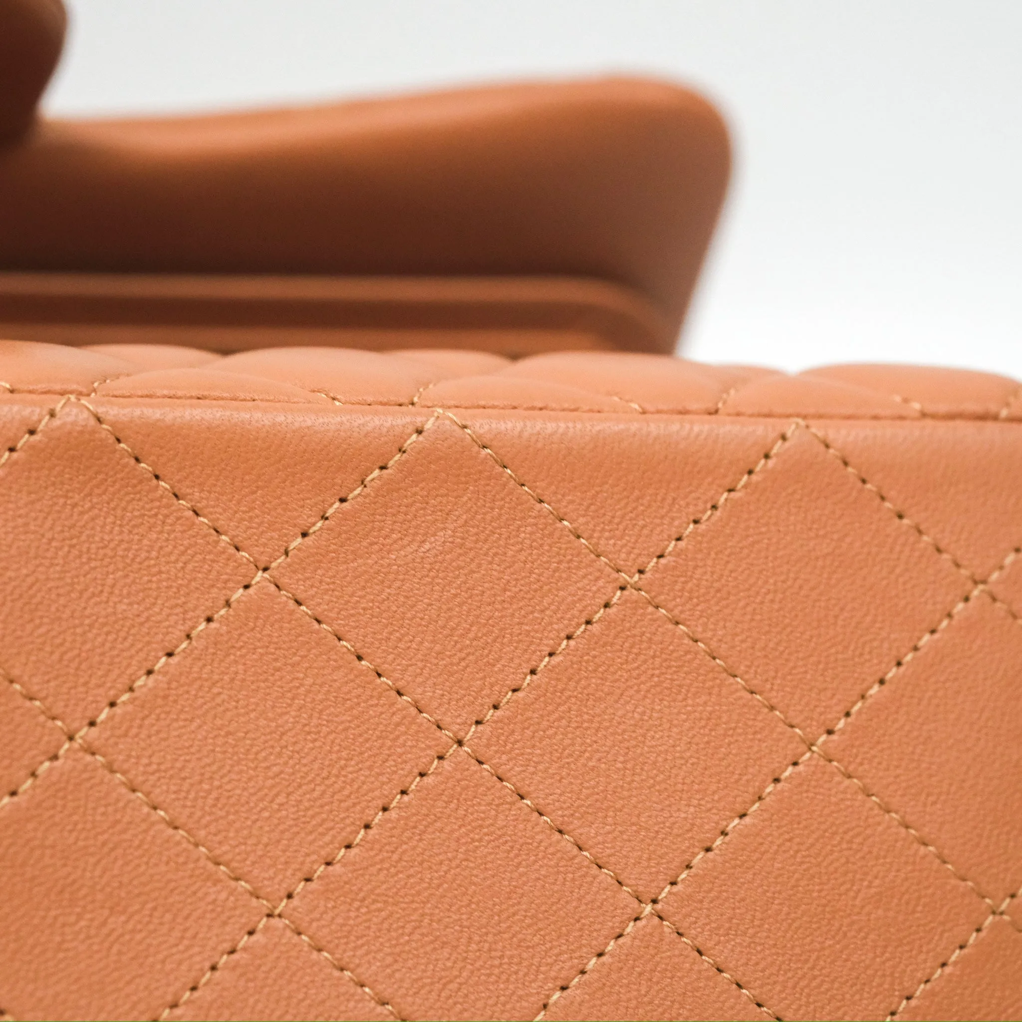 Chanel Small Quilted Classic Flap Dark Caramel Beige Lambskin Gold Hardware