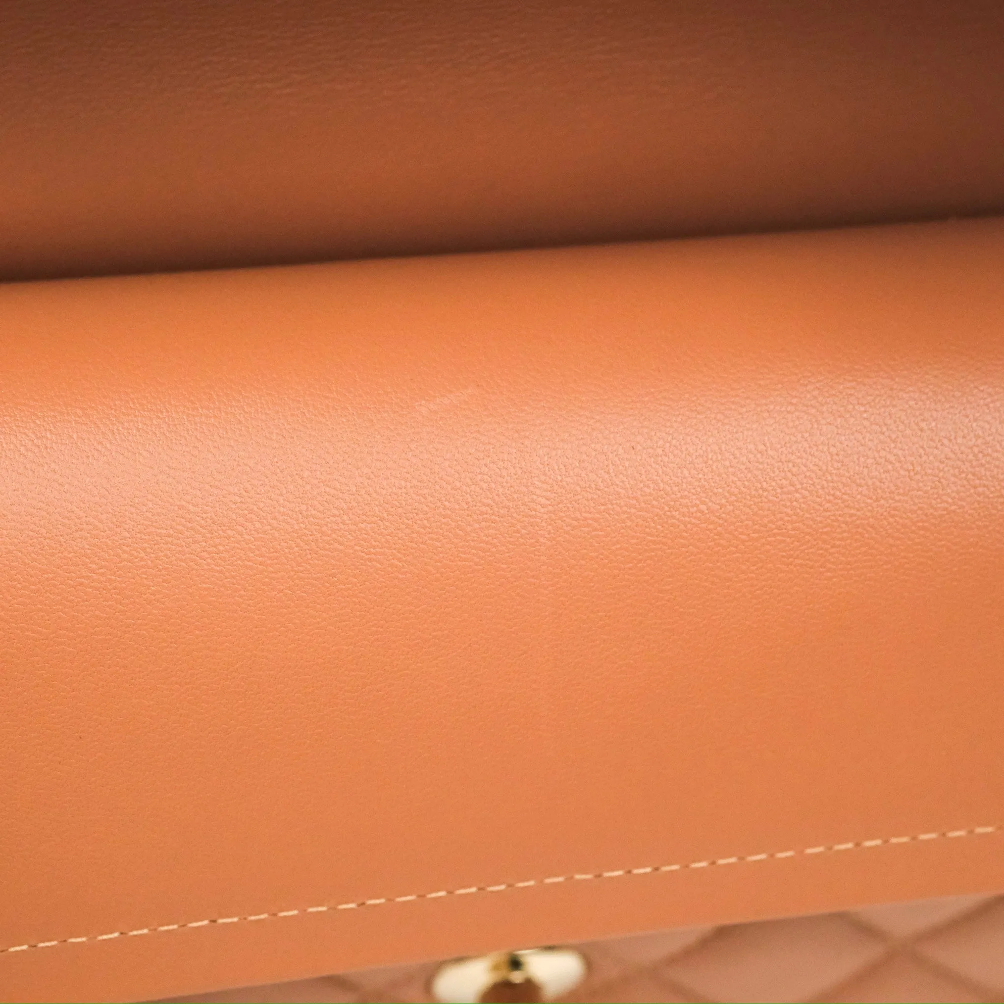 Chanel Small Quilted Classic Flap Dark Caramel Beige Lambskin Gold Hardware