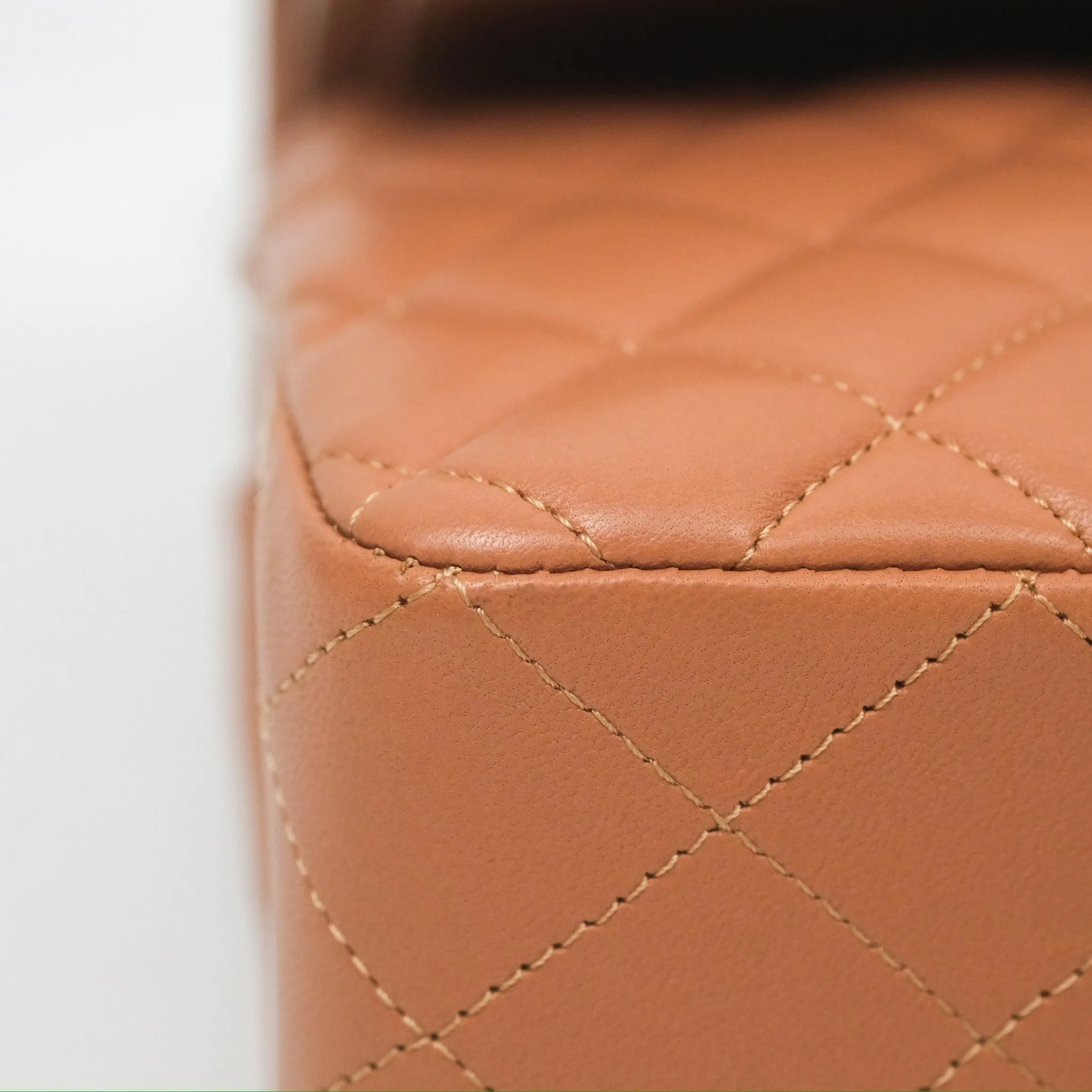 Chanel Small Quilted Classic Flap Dark Caramel Beige Lambskin Gold Hardware