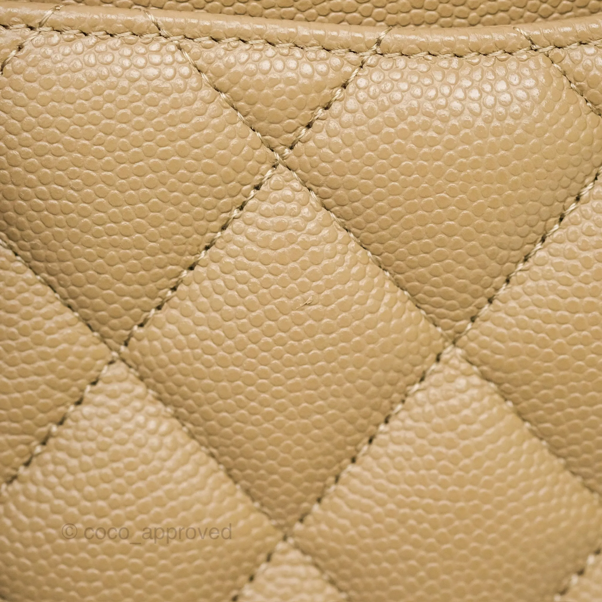 Chanel Small S/M Classic Flap Dark Beige Caviar Gold Hardware 21A