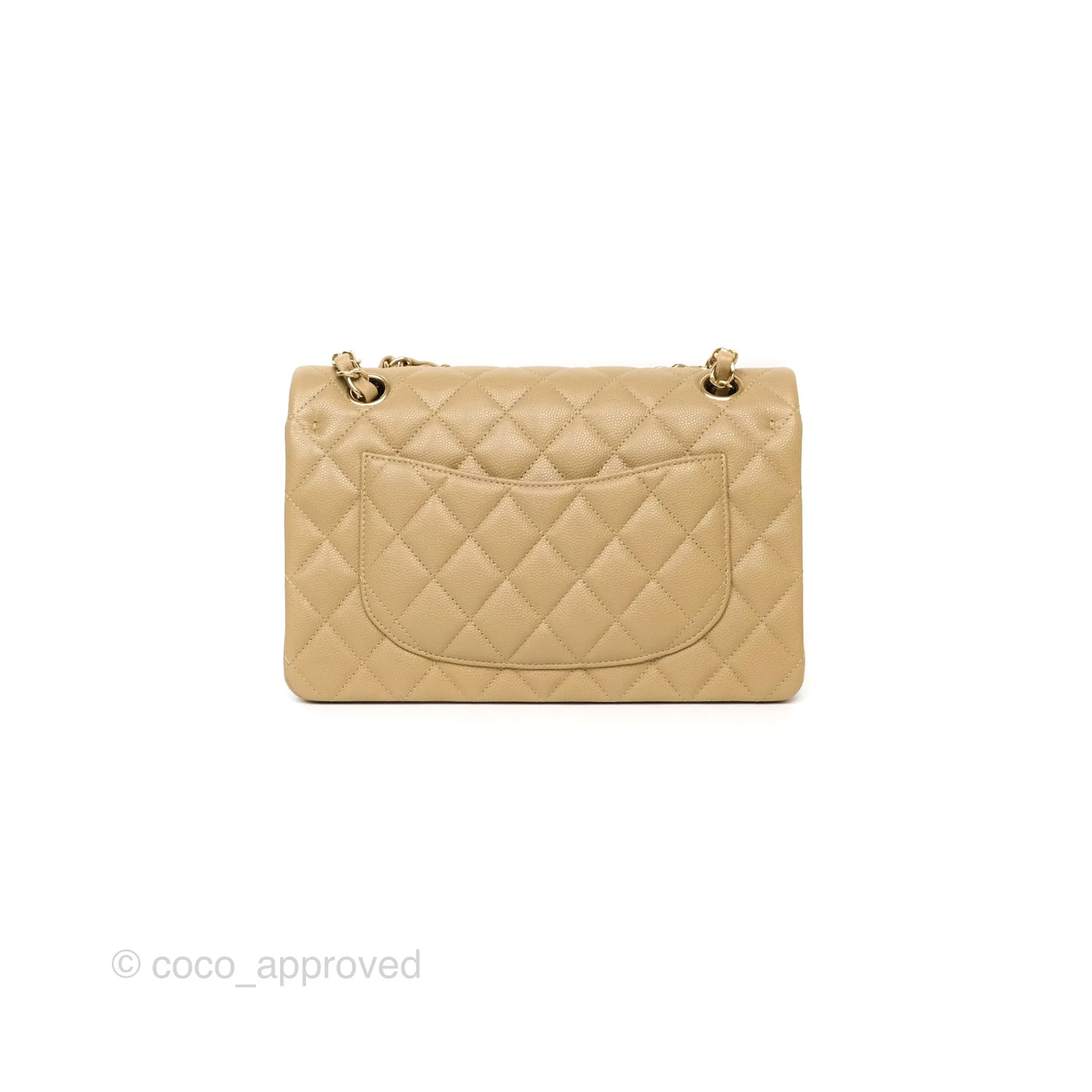 Chanel Small S/M Classic Flap Dark Beige Caviar Gold Hardware 21A