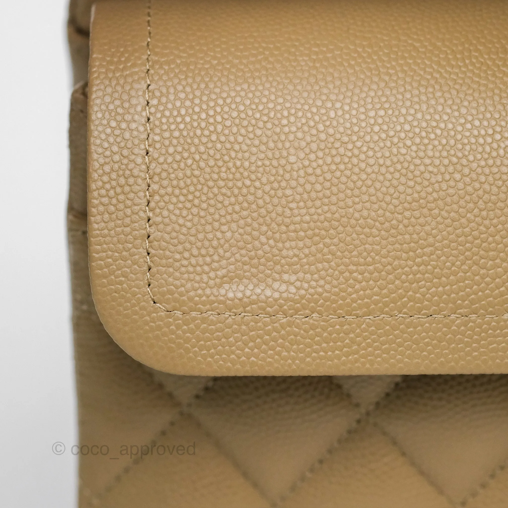 Chanel Small S/M Classic Flap Dark Beige Caviar Gold Hardware 21A