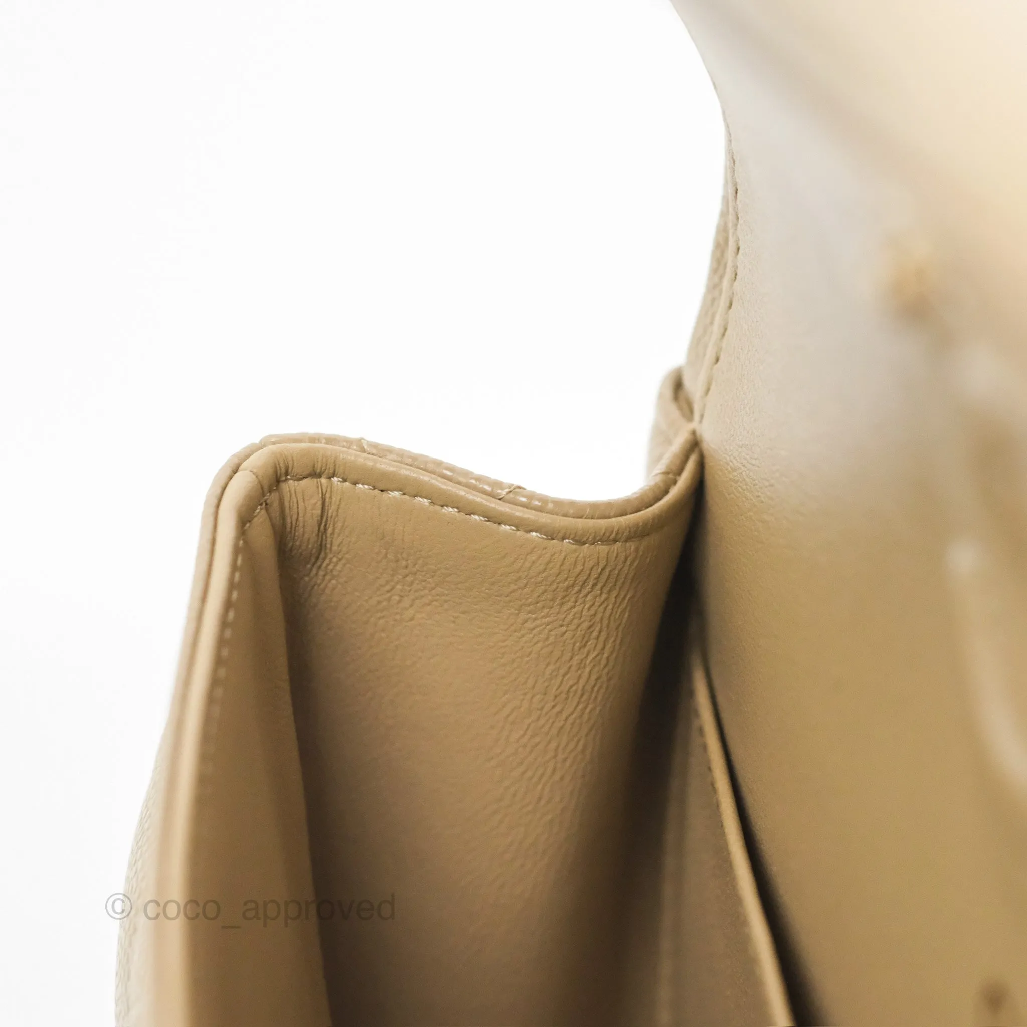 Chanel Small S/M Classic Flap Dark Beige Caviar Gold Hardware 21A