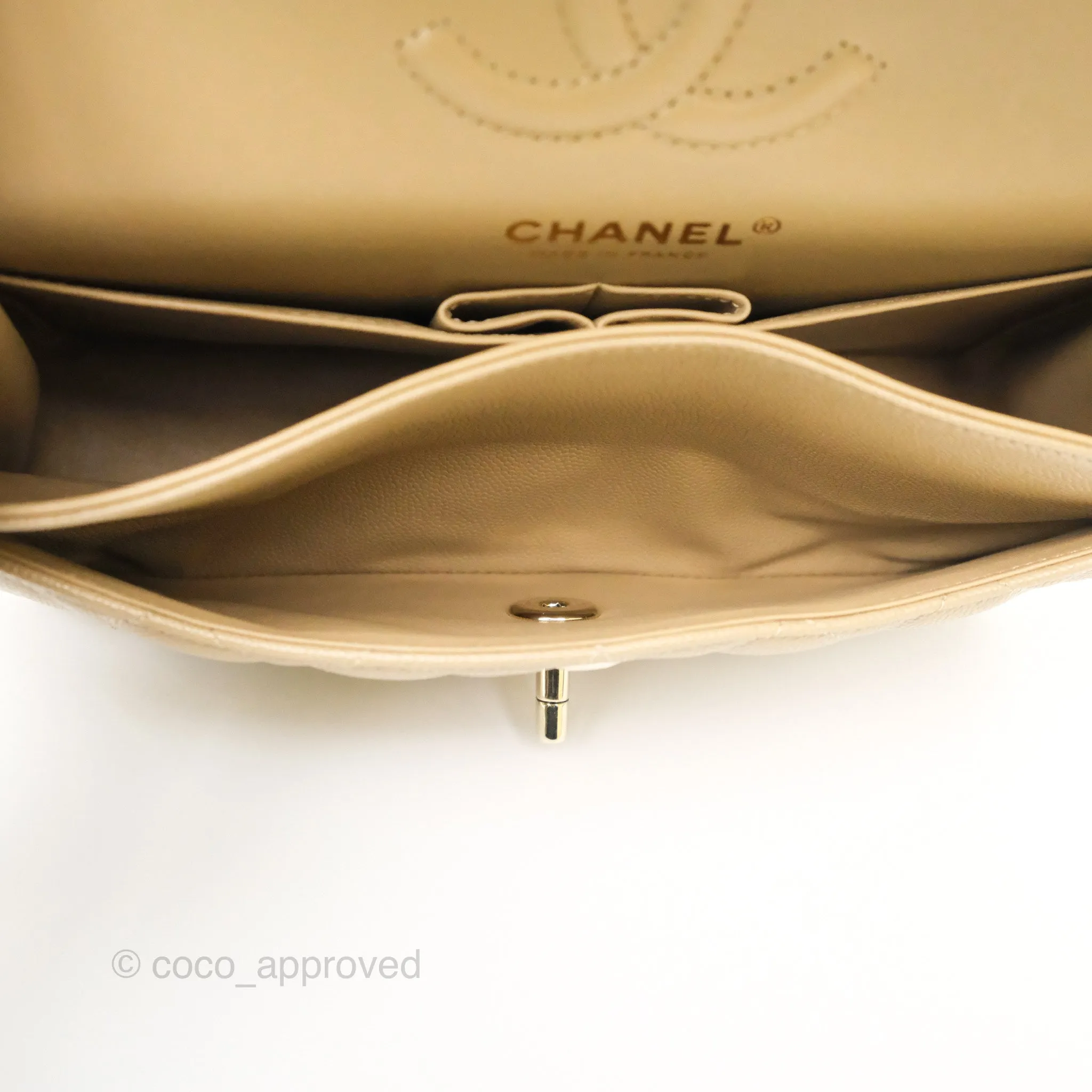 Chanel Small S/M Classic Flap Dark Beige Caviar Gold Hardware 21A