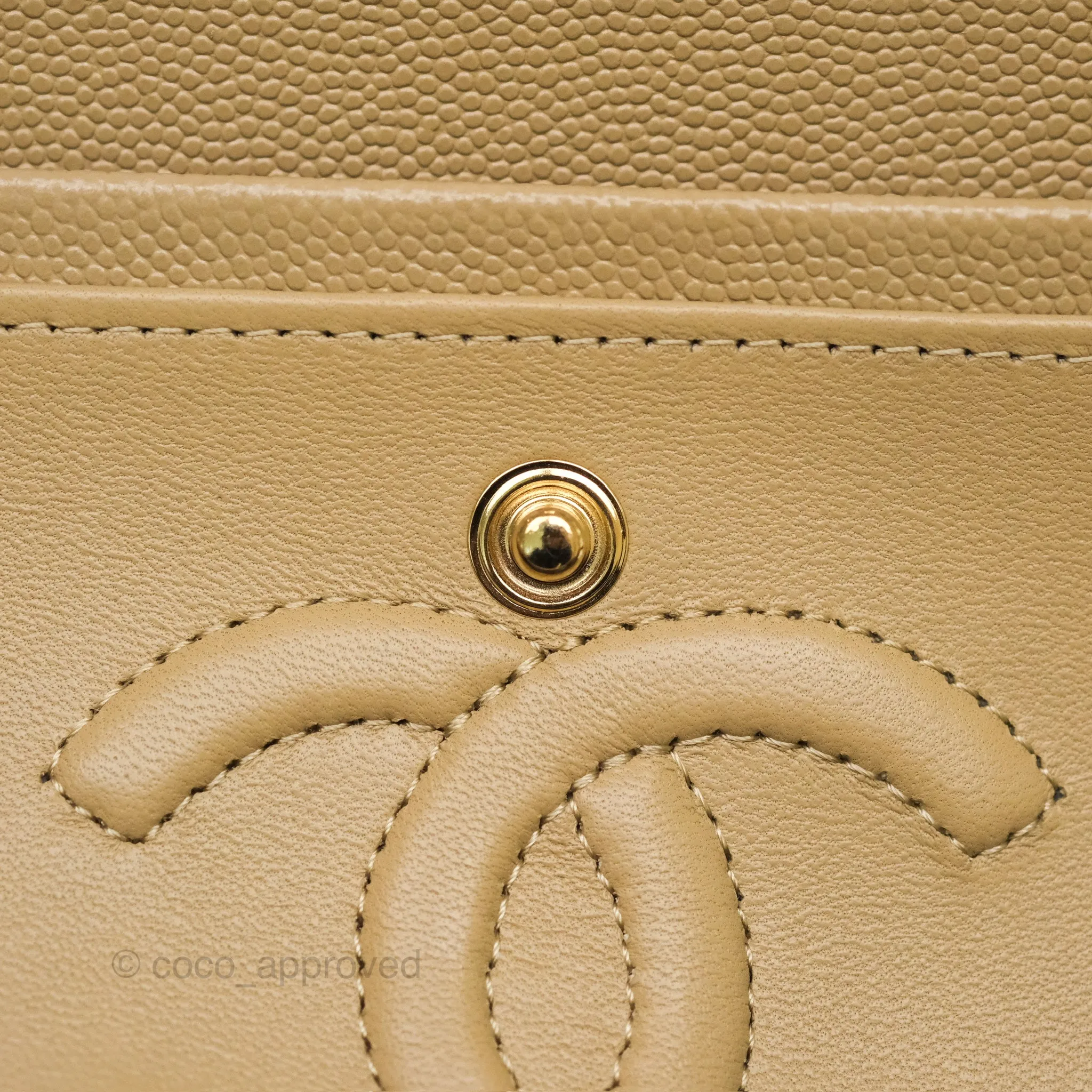 Chanel Small S/M Classic Flap Dark Beige Caviar Gold Hardware 21A