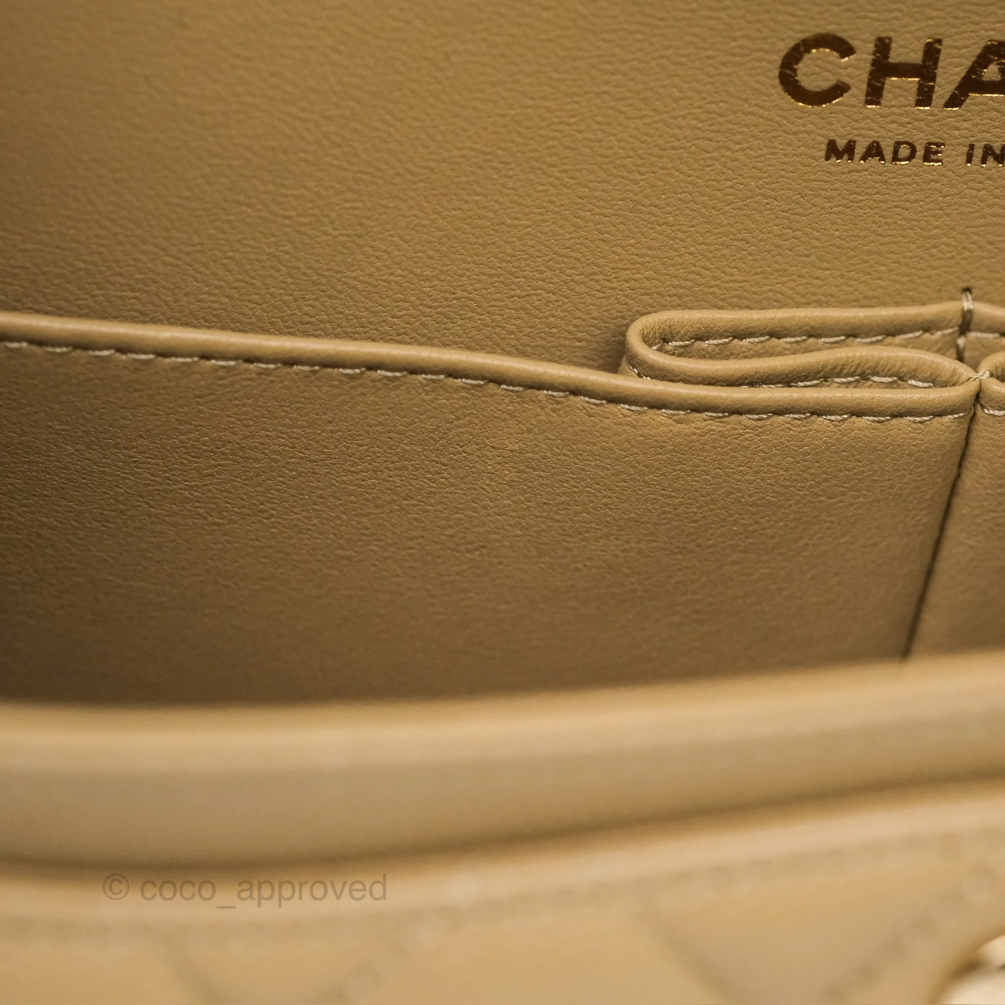 Chanel Small S/M Classic Flap Dark Beige Caviar Gold Hardware 21A