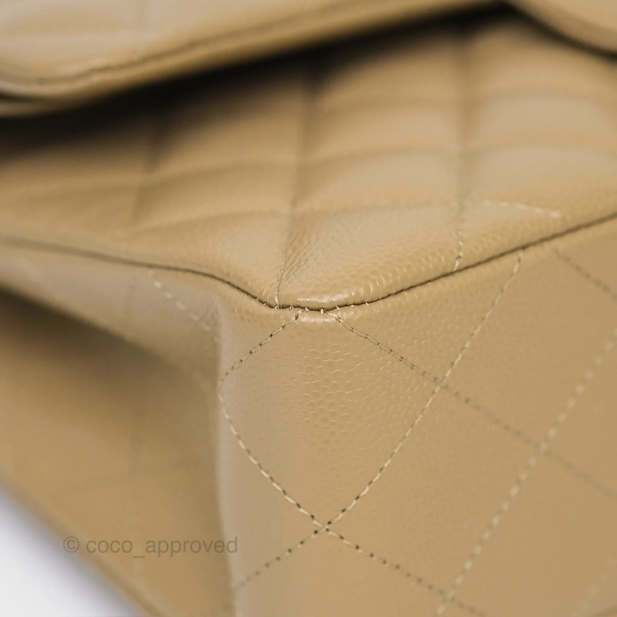 Chanel Small S/M Classic Flap Dark Beige Caviar Gold Hardware 21A