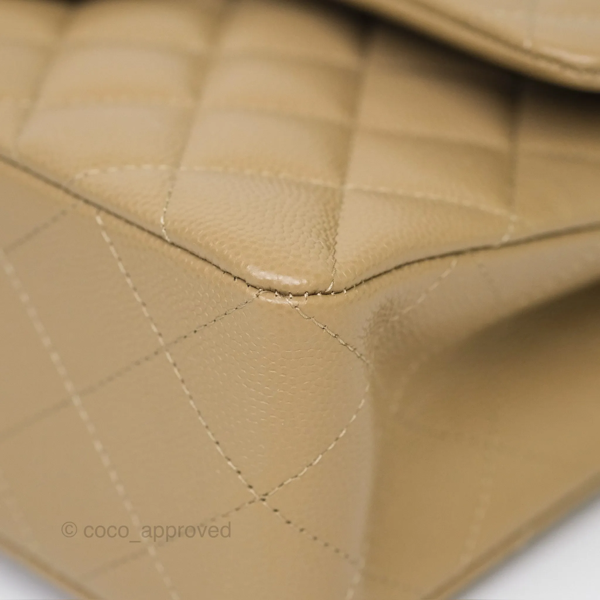 Chanel Small S/M Classic Flap Dark Beige Caviar Gold Hardware 21A