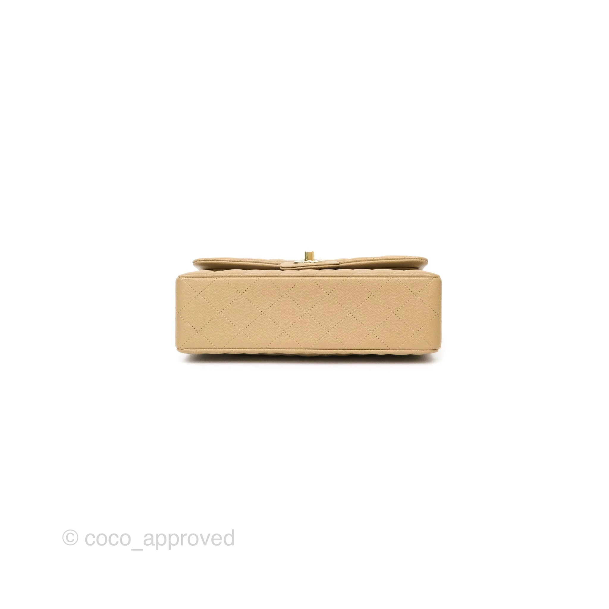 Chanel Small S/M Classic Flap Dark Beige Caviar Gold Hardware 21A