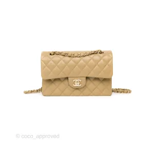 Chanel Small S/M Classic Flap Dark Beige Caviar Gold Hardware 21A