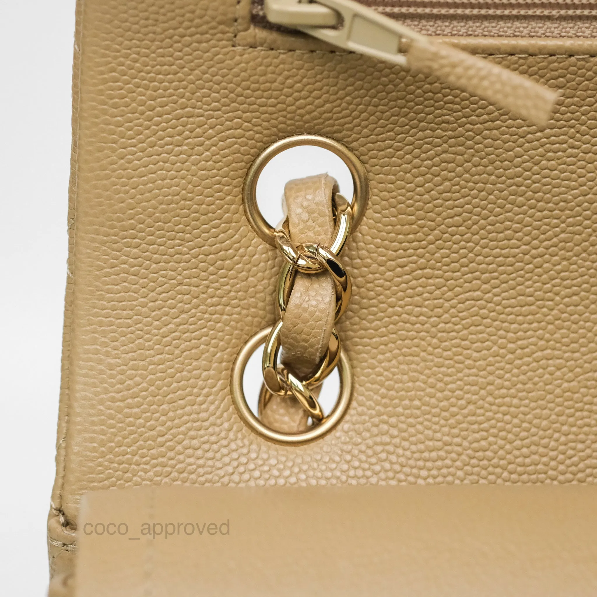 Chanel Small S/M Classic Flap Dark Beige Caviar Gold Hardware 21A
