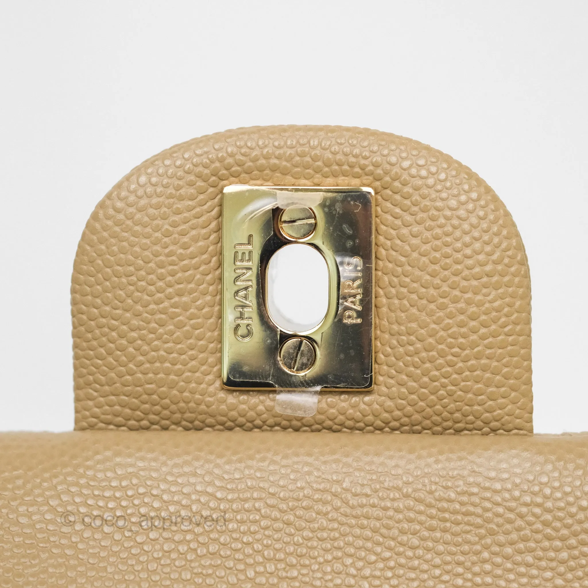 Chanel Small S/M Classic Flap Dark Beige Caviar Gold Hardware 21A