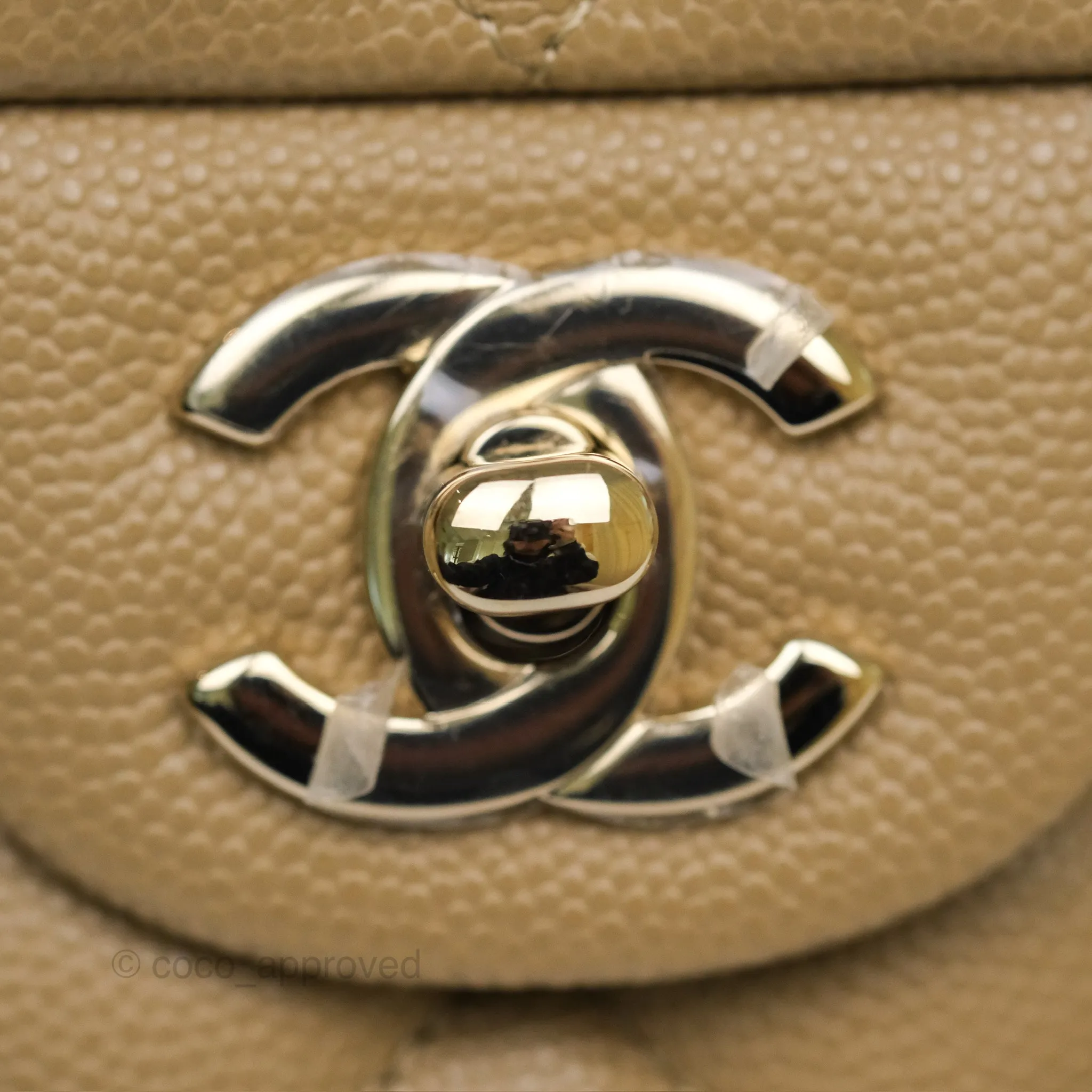Chanel Small S/M Classic Flap Dark Beige Caviar Gold Hardware 21A