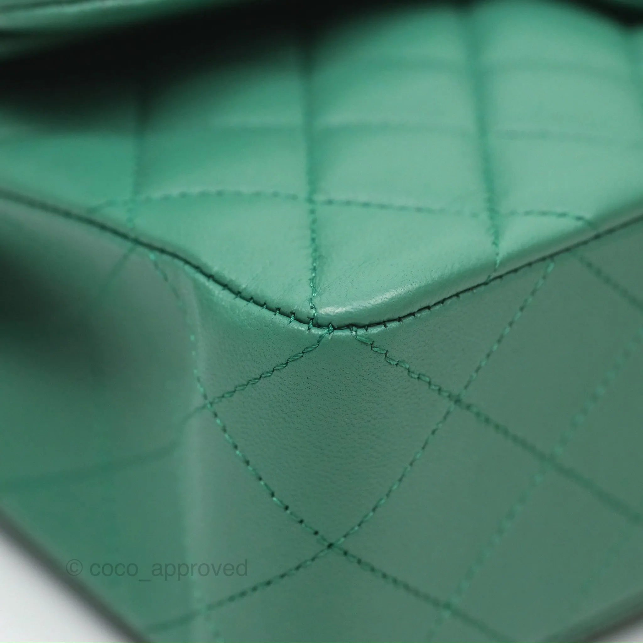 Chanel Small S/M Classic Flap Green Lambskin Gold Hardware