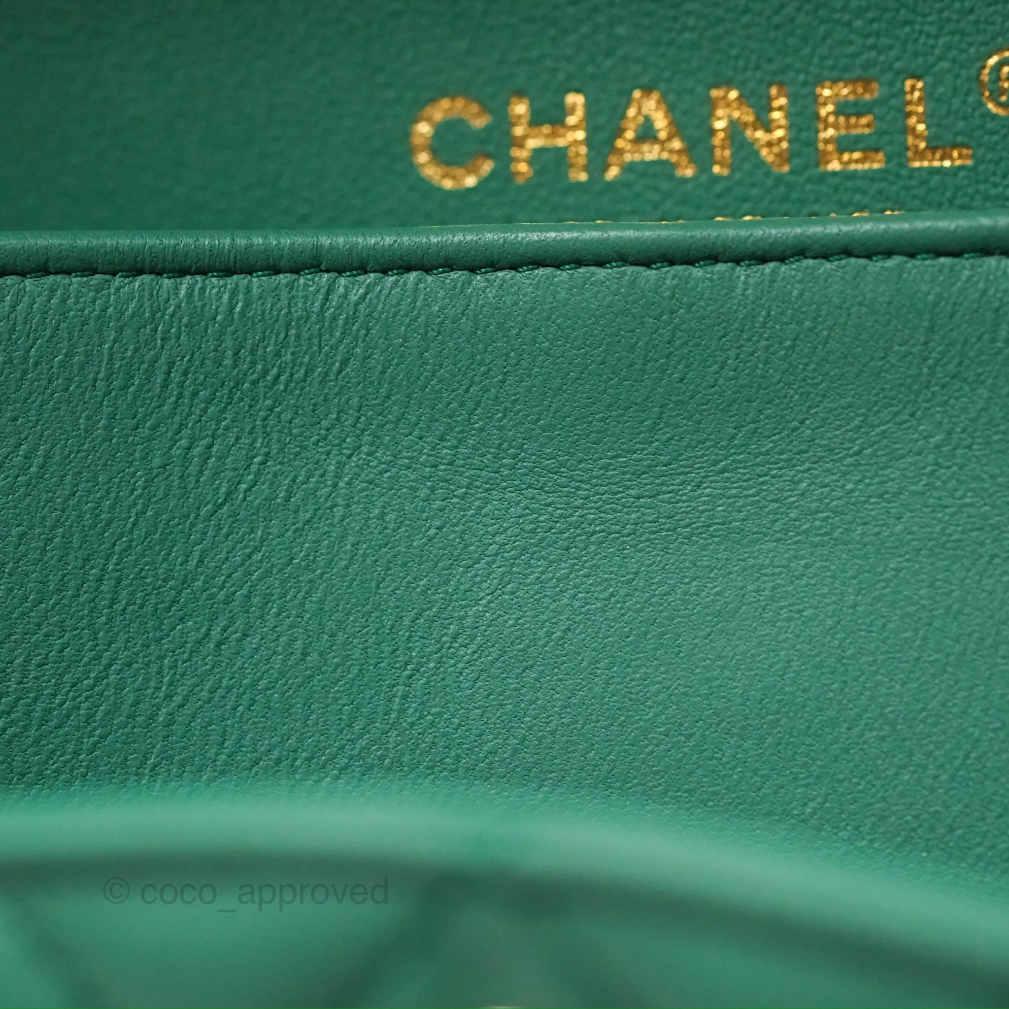 Chanel Small S/M Classic Flap Green Lambskin Gold Hardware