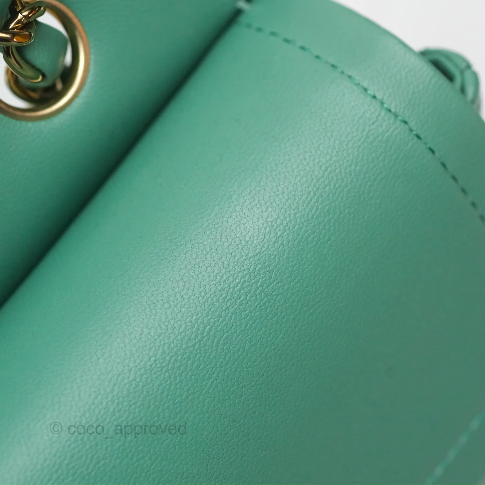 Chanel Small S/M Classic Flap Green Lambskin Gold Hardware