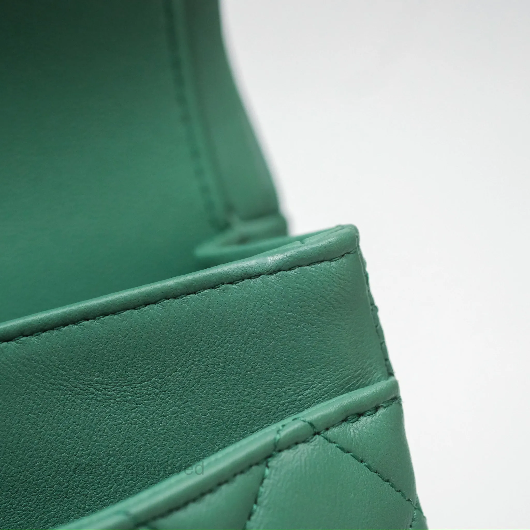 Chanel Small S/M Classic Flap Green Lambskin Gold Hardware
