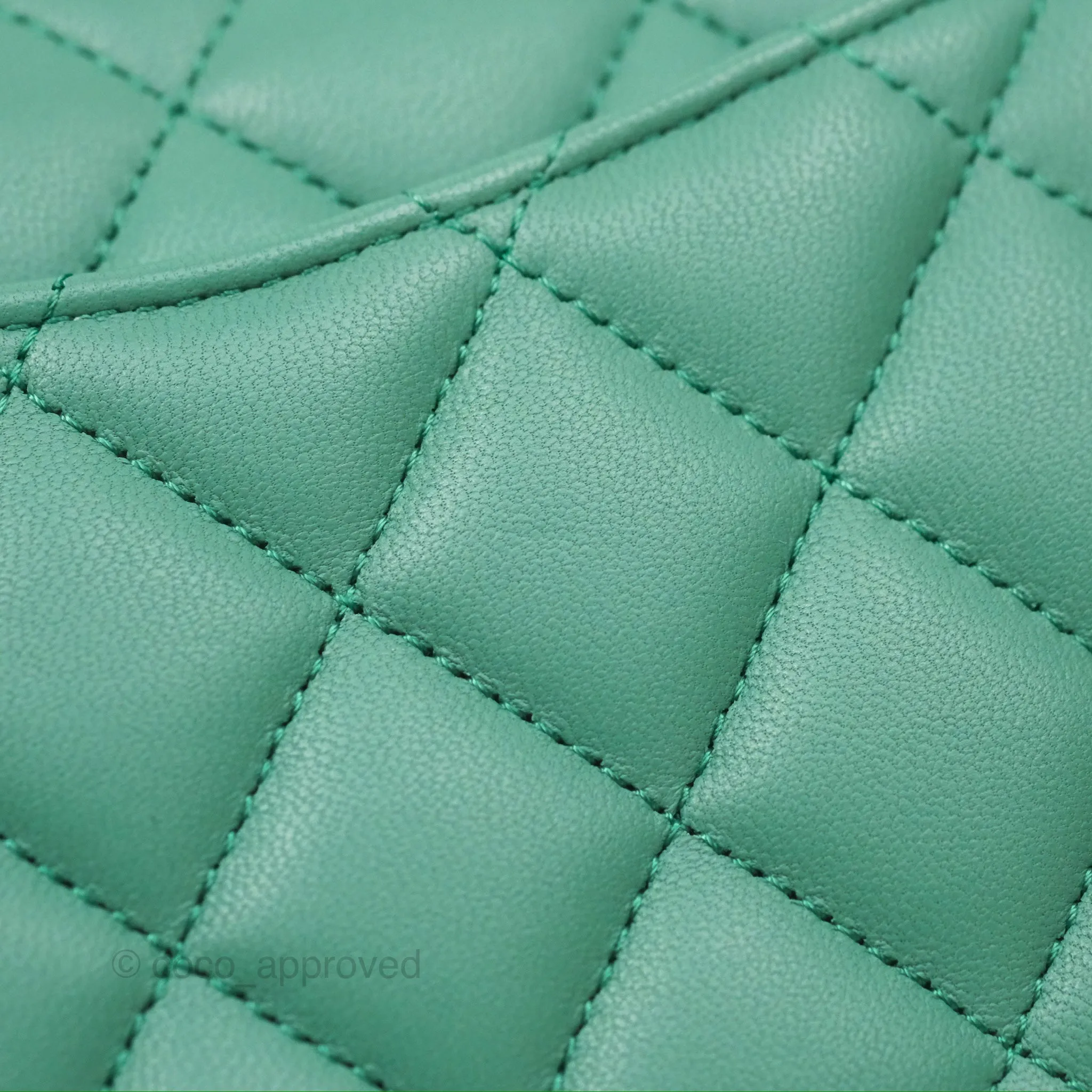 Chanel Small S/M Classic Flap Green Lambskin Gold Hardware