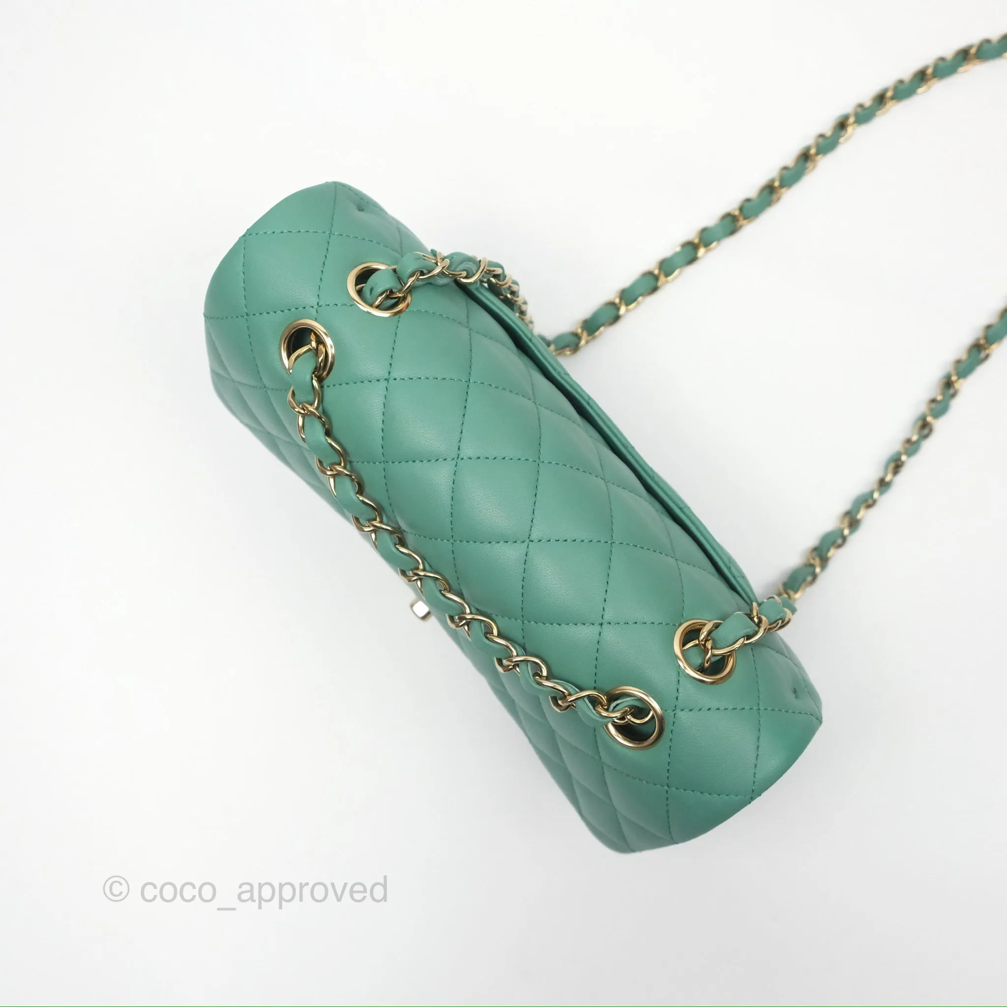 Chanel Small S/M Classic Flap Green Lambskin Gold Hardware