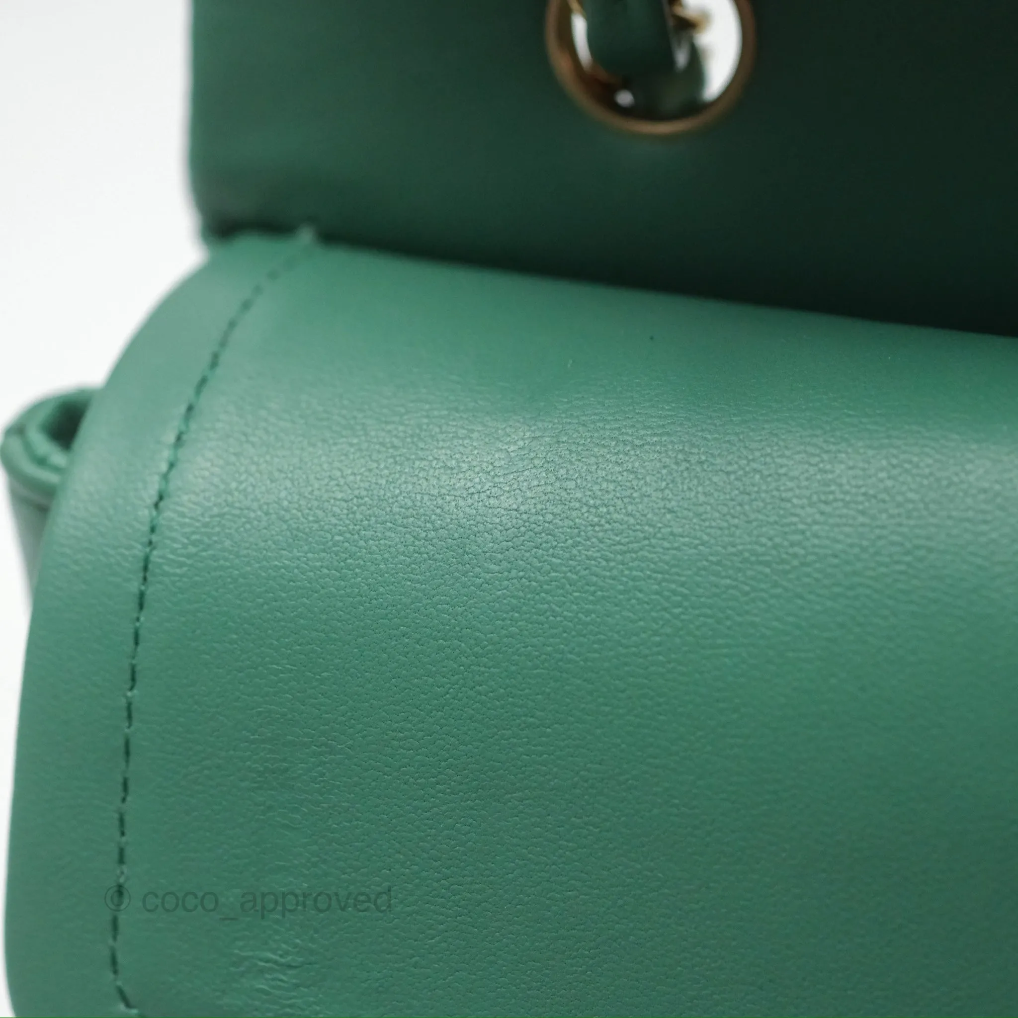Chanel Small S/M Classic Flap Green Lambskin Gold Hardware