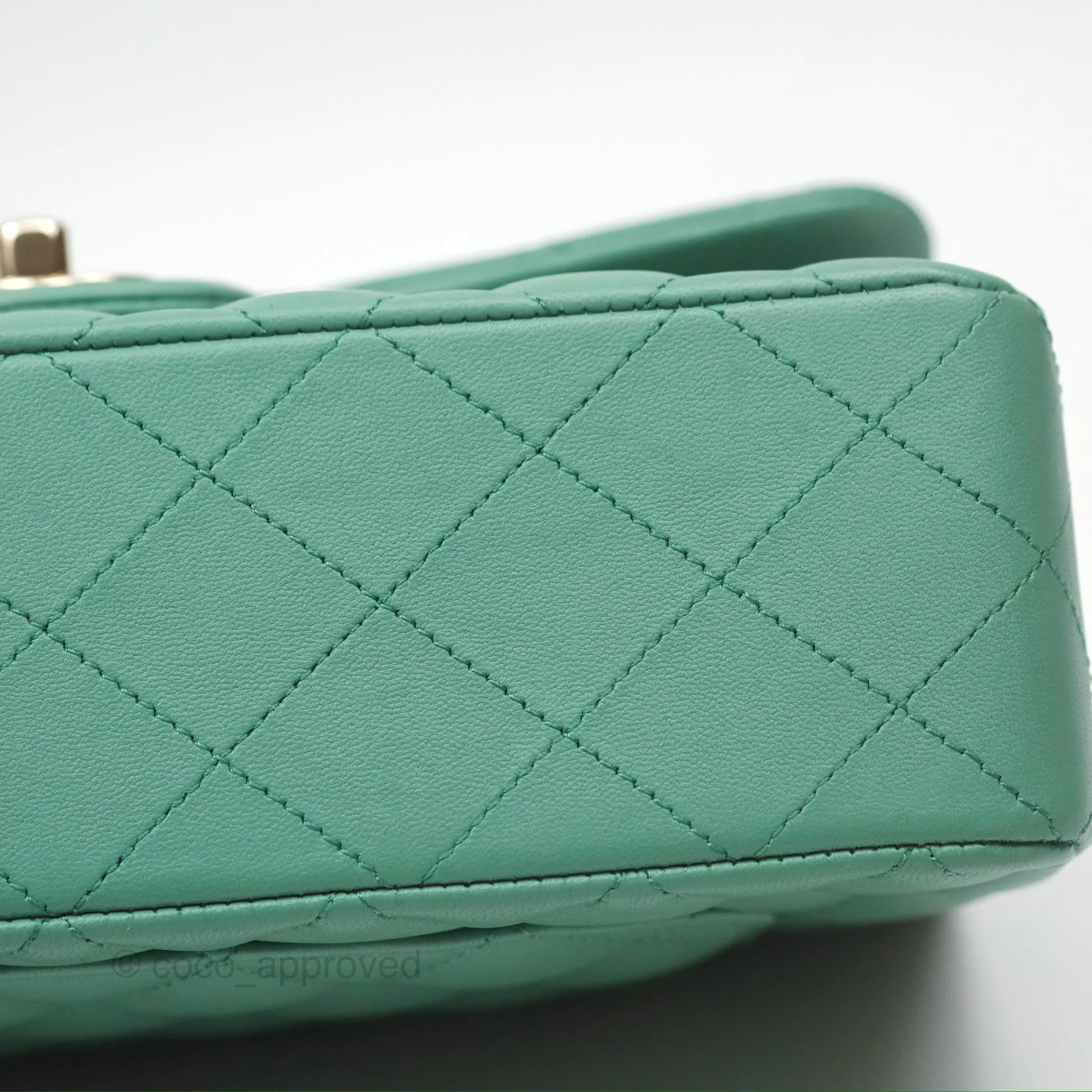 Chanel Small S/M Classic Flap Green Lambskin Gold Hardware