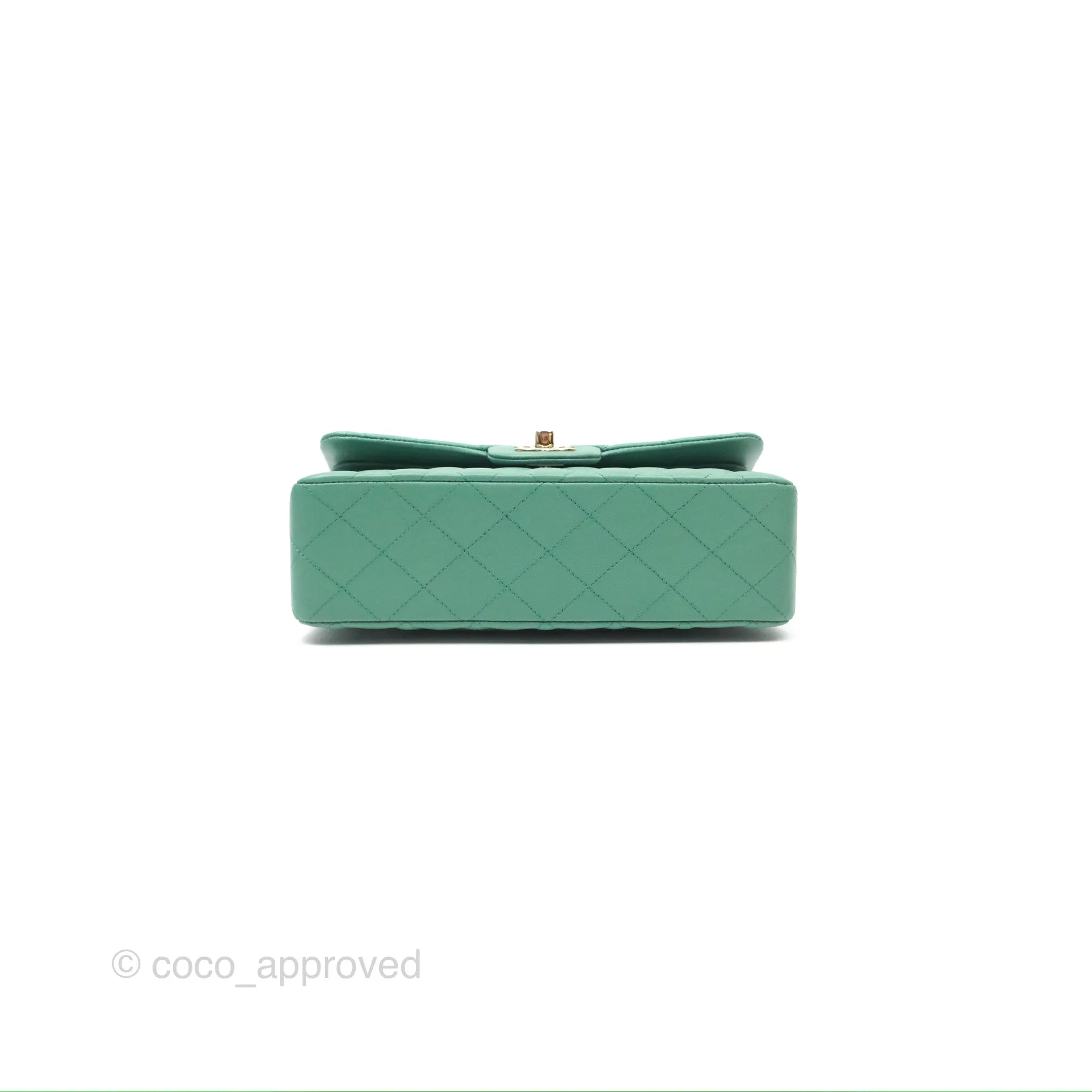 Chanel Small S/M Classic Flap Green Lambskin Gold Hardware
