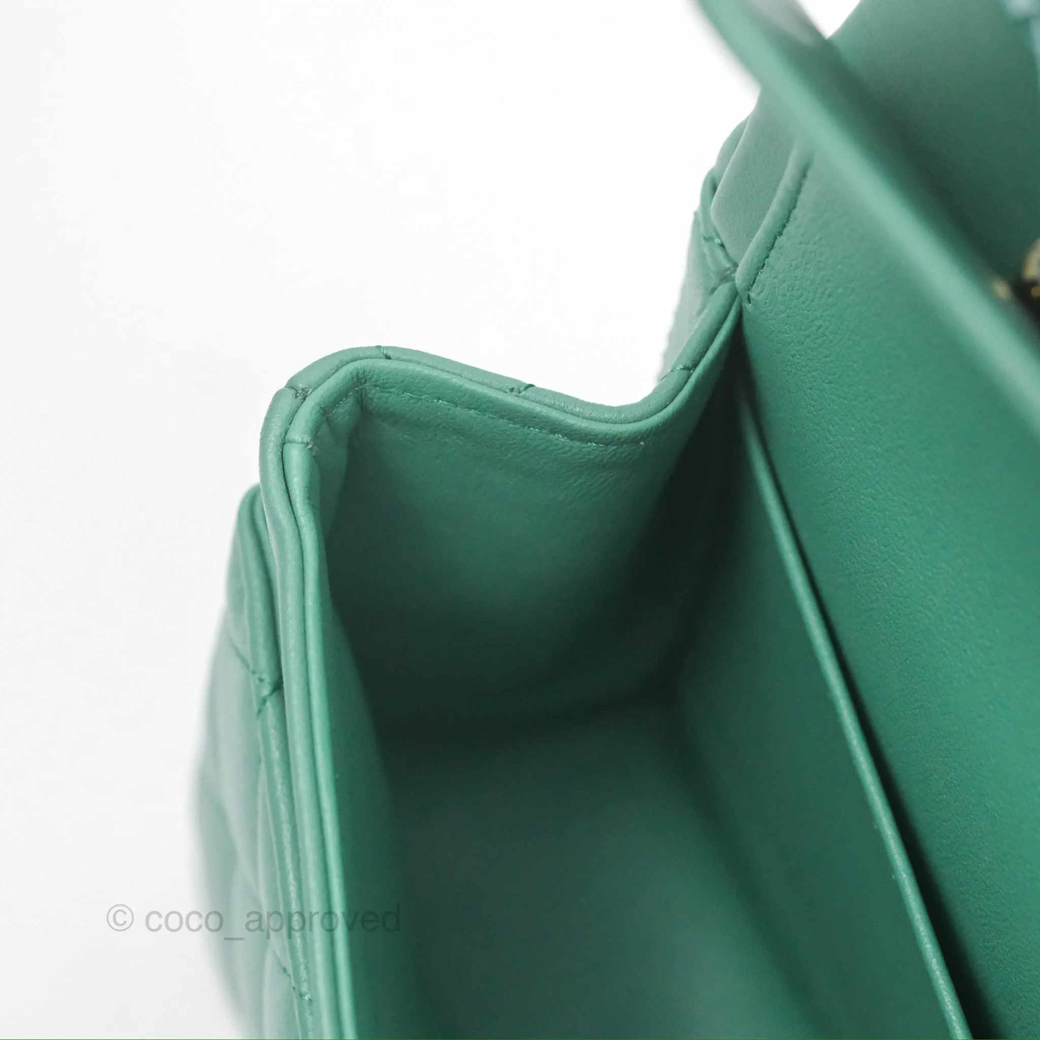 Chanel Small S/M Classic Flap Green Lambskin Gold Hardware