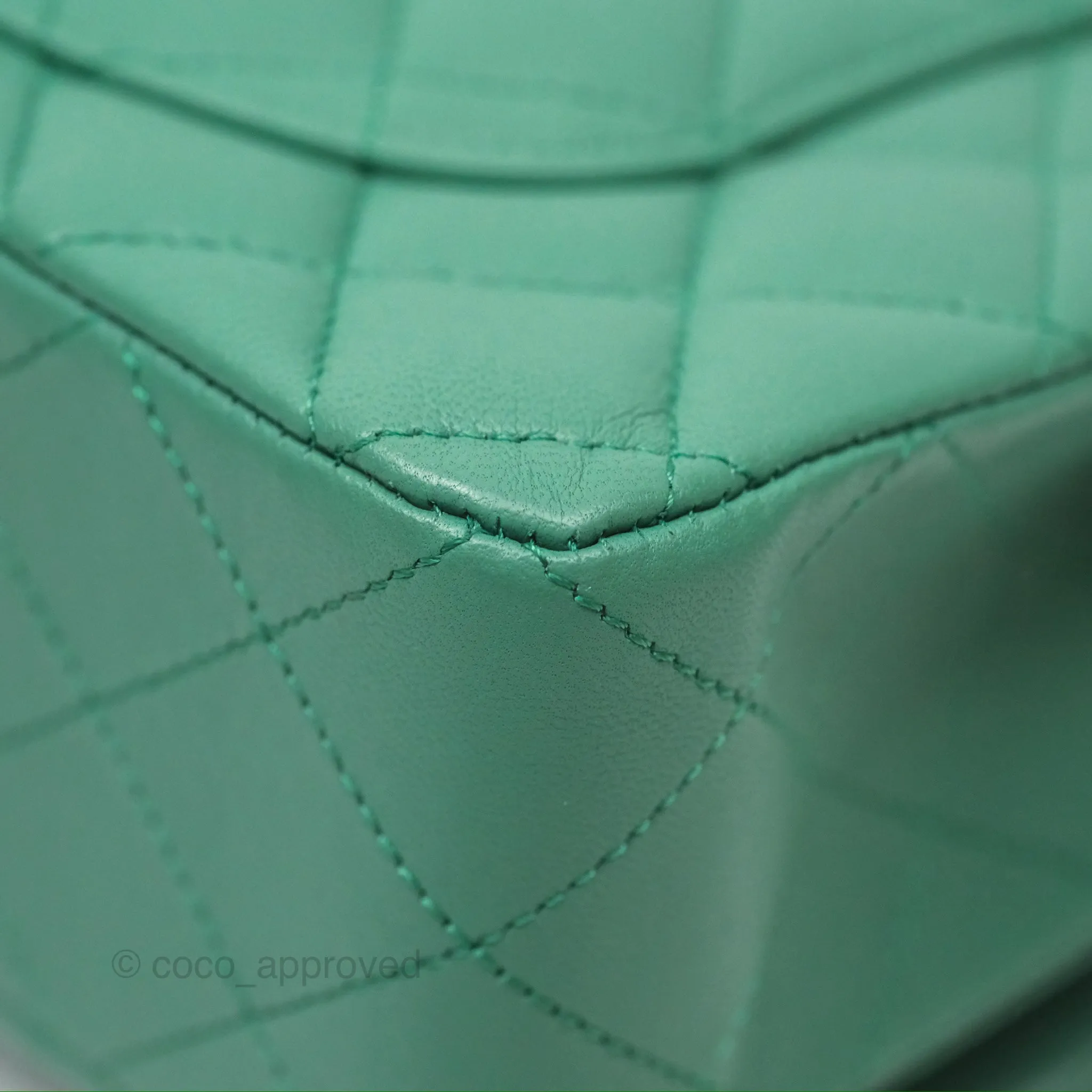 Chanel Small S/M Classic Flap Green Lambskin Gold Hardware