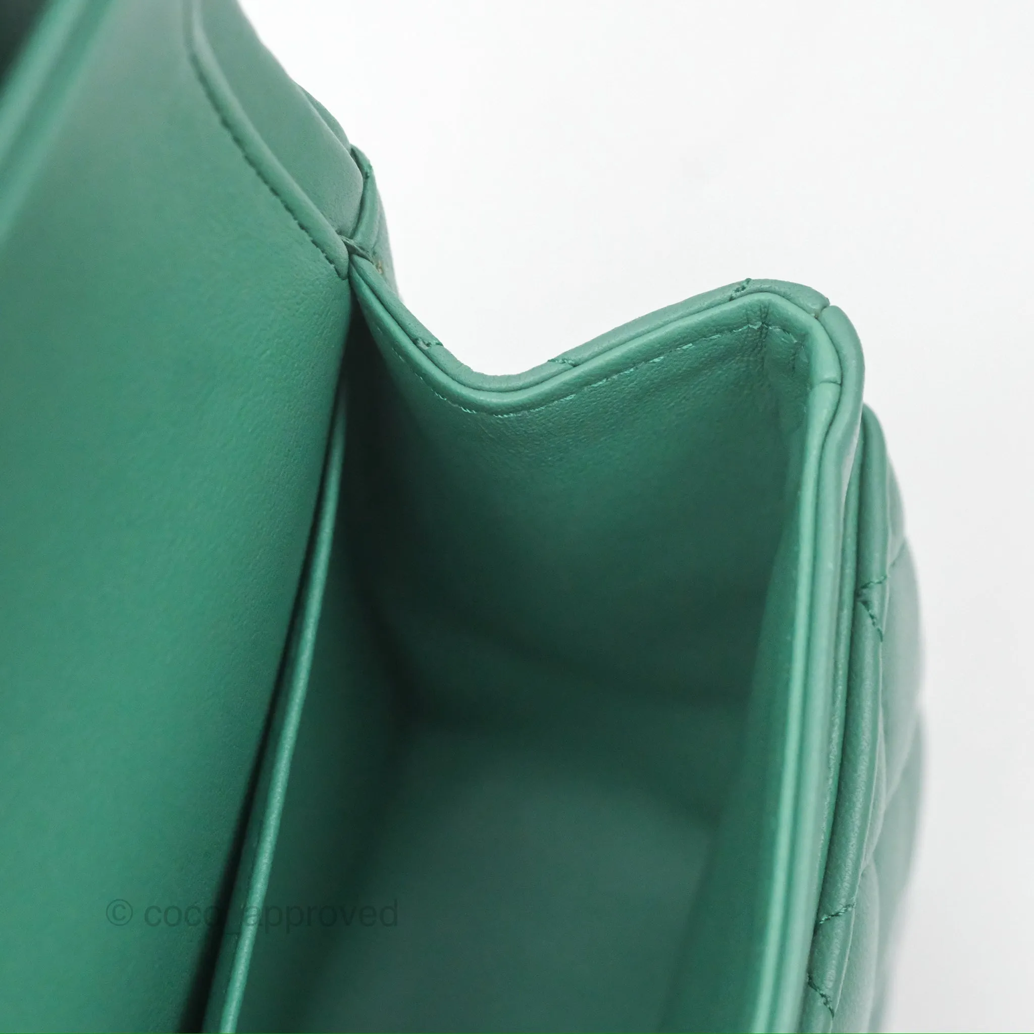 Chanel Small S/M Classic Flap Green Lambskin Gold Hardware