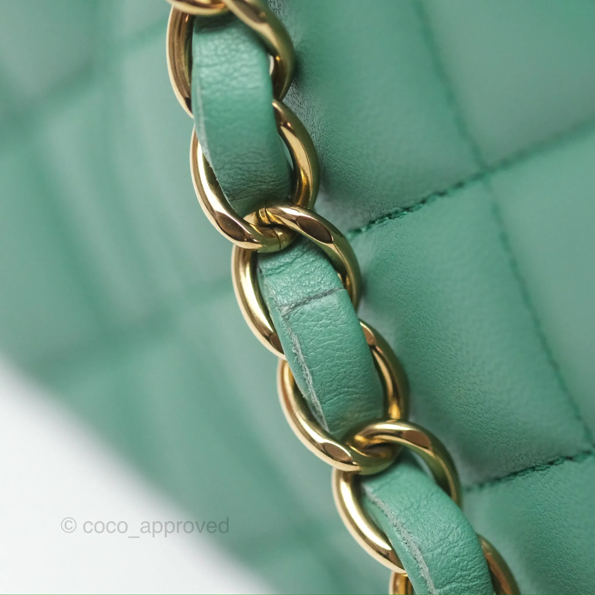Chanel Small S/M Classic Flap Green Lambskin Gold Hardware