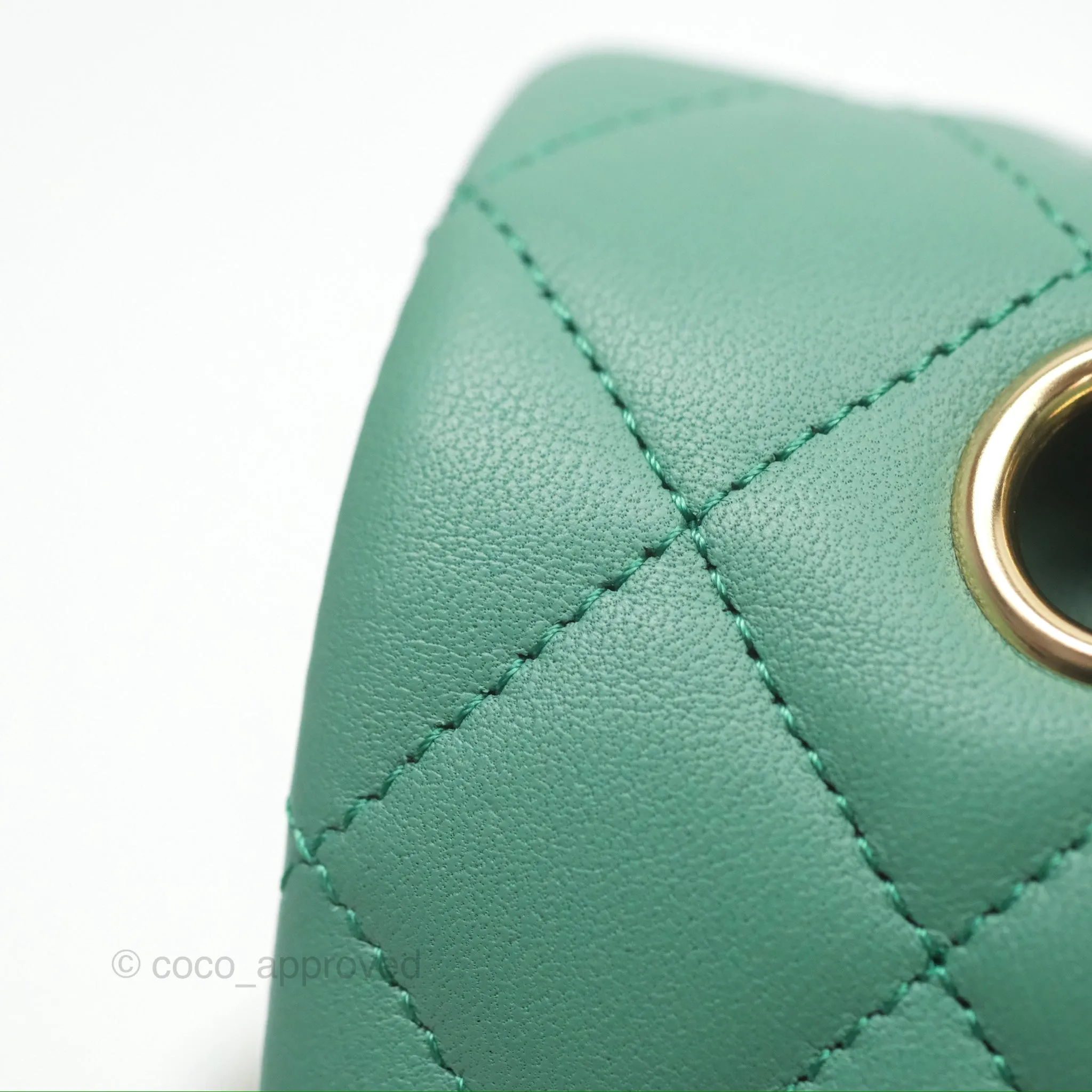 Chanel Small S/M Classic Flap Green Lambskin Gold Hardware