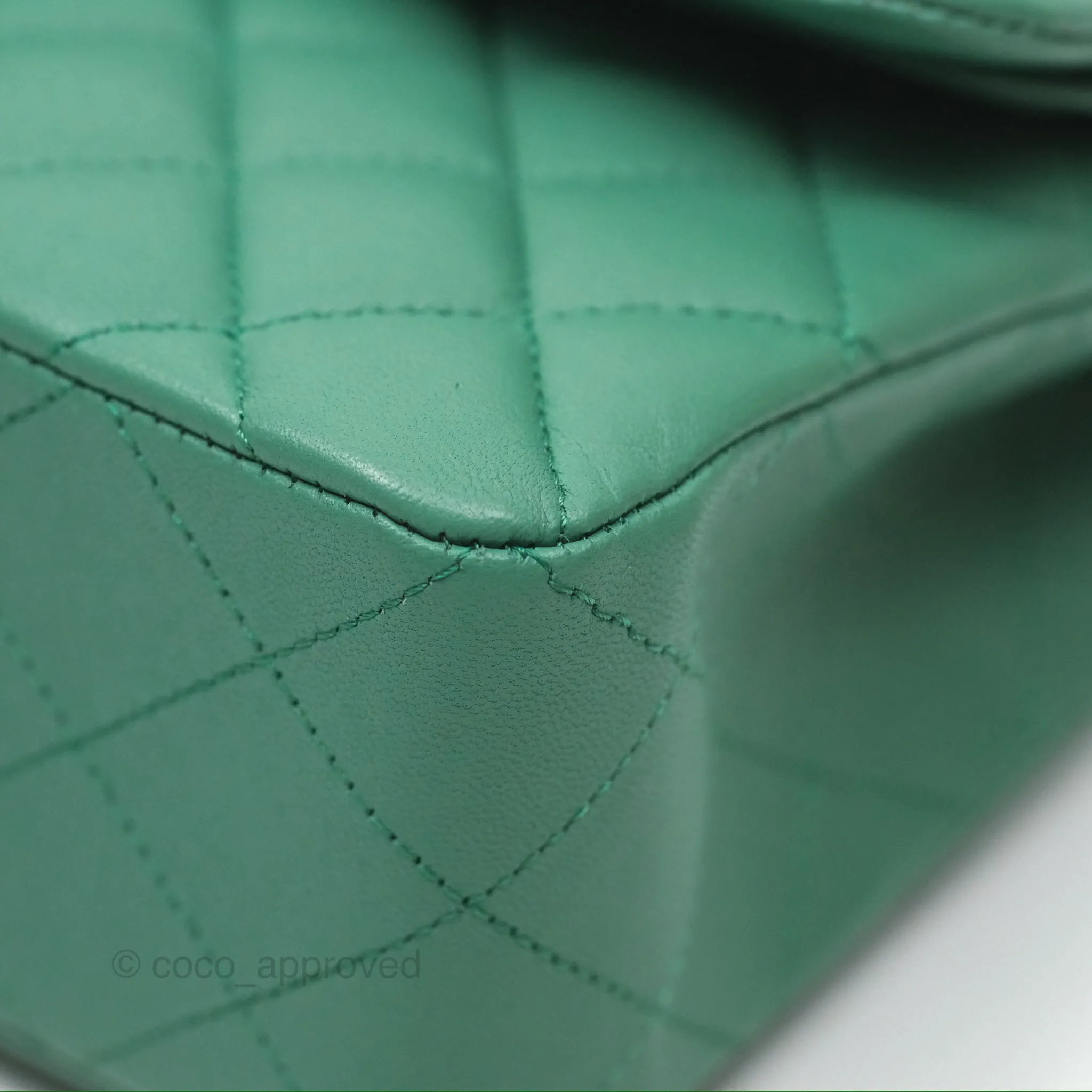 Chanel Small S/M Classic Flap Green Lambskin Gold Hardware