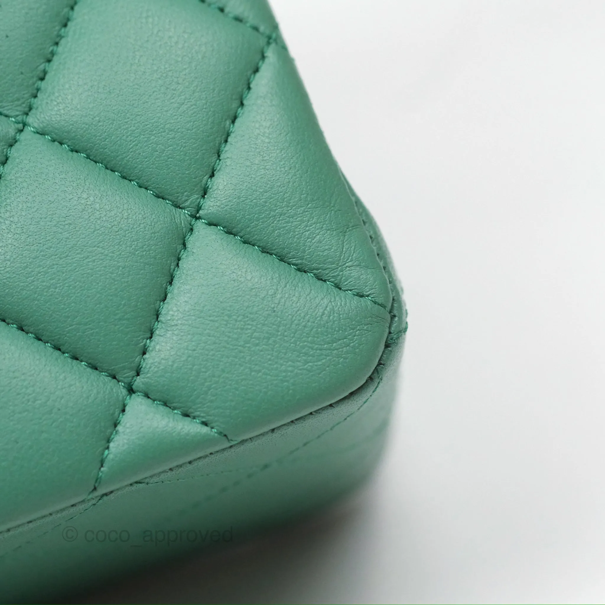 Chanel Small S/M Classic Flap Green Lambskin Gold Hardware