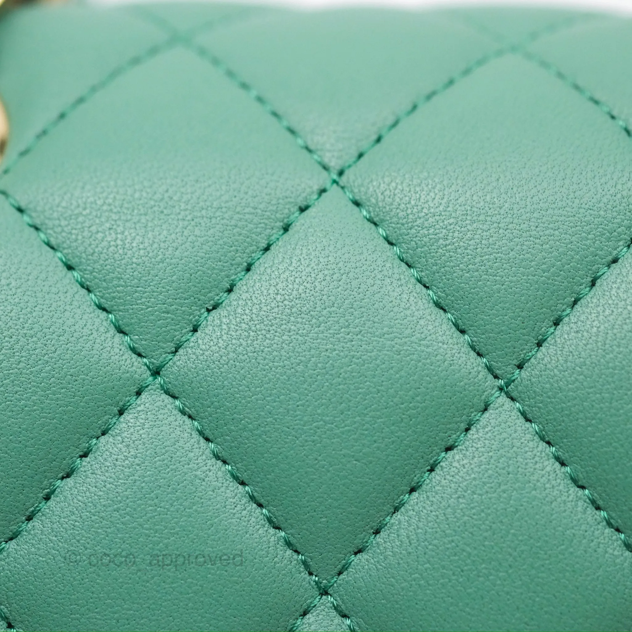 Chanel Small S/M Classic Flap Green Lambskin Gold Hardware