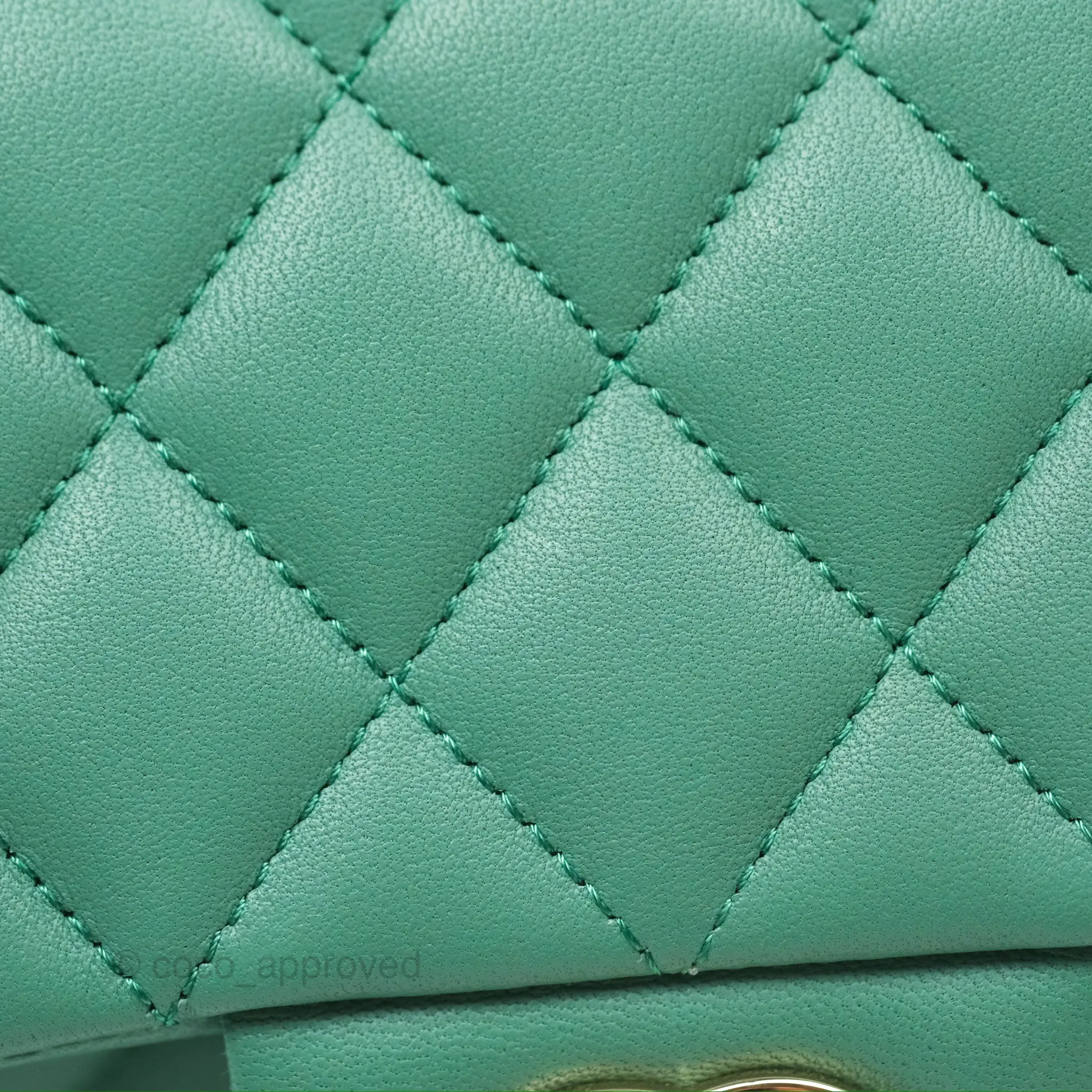 Chanel Small S/M Classic Flap Green Lambskin Gold Hardware